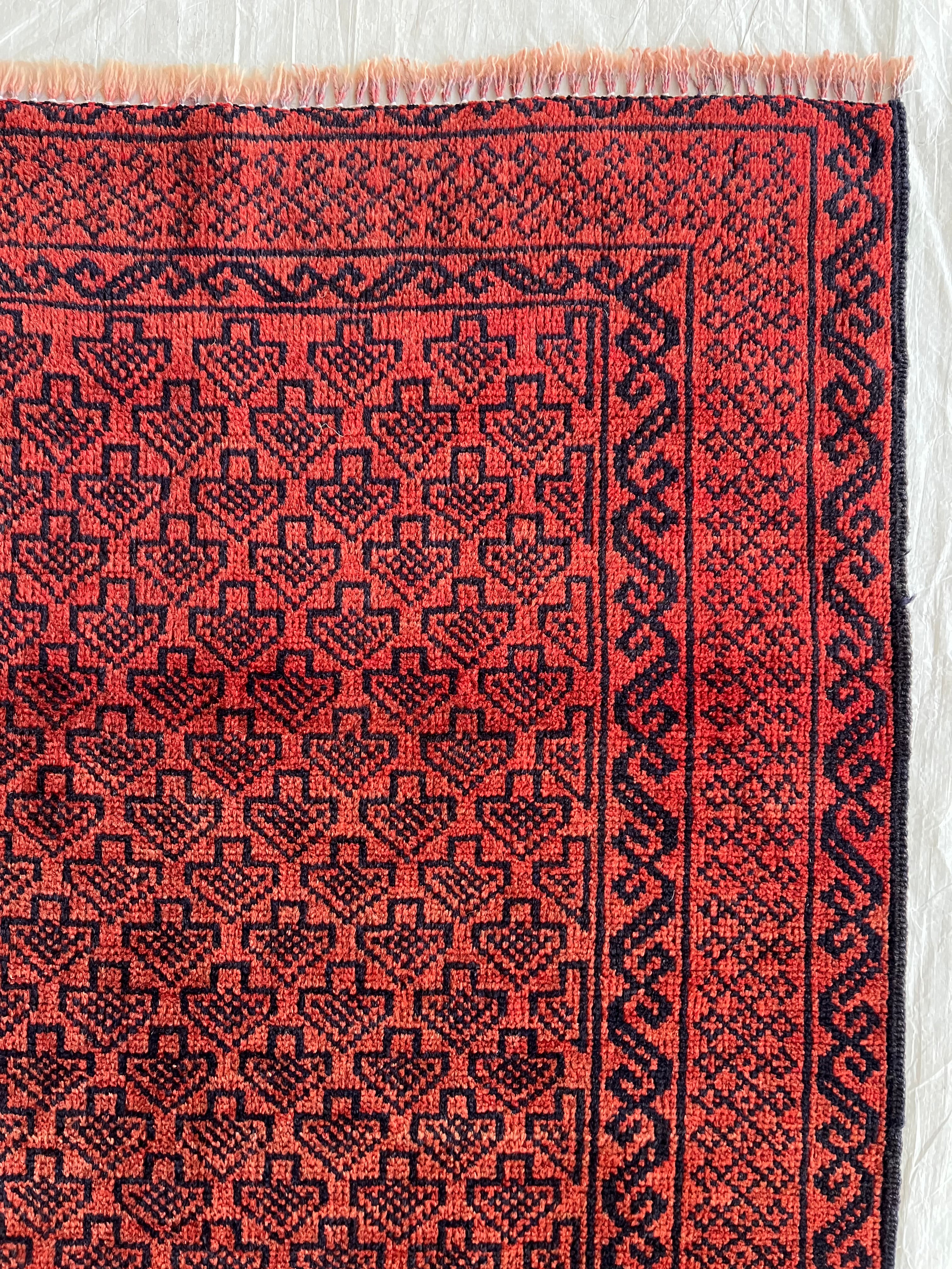 Afghani Rug 3x7 size range tribal Red laid flat