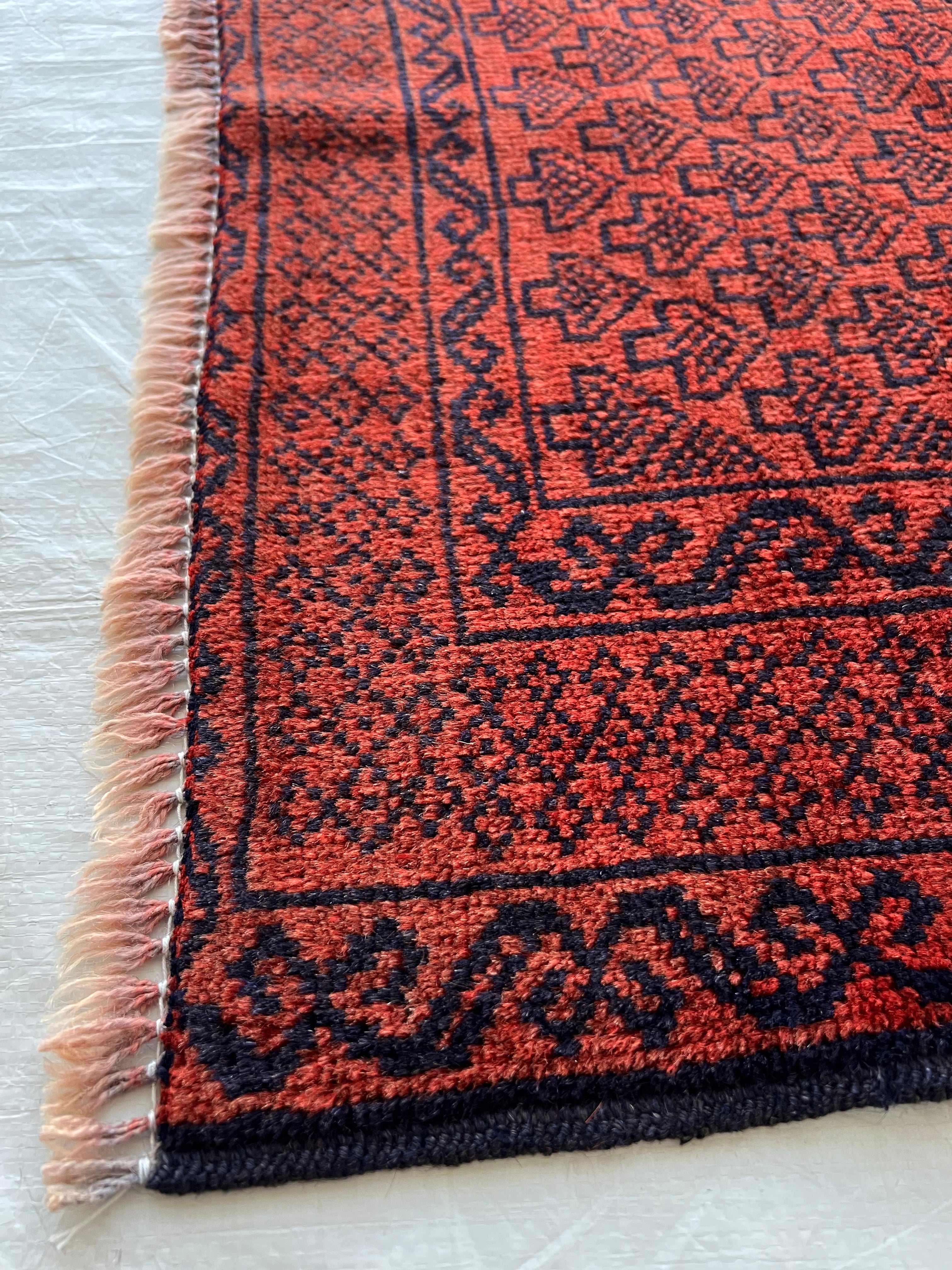 Afghani Rug 3x7 size range tribal Red laid flat