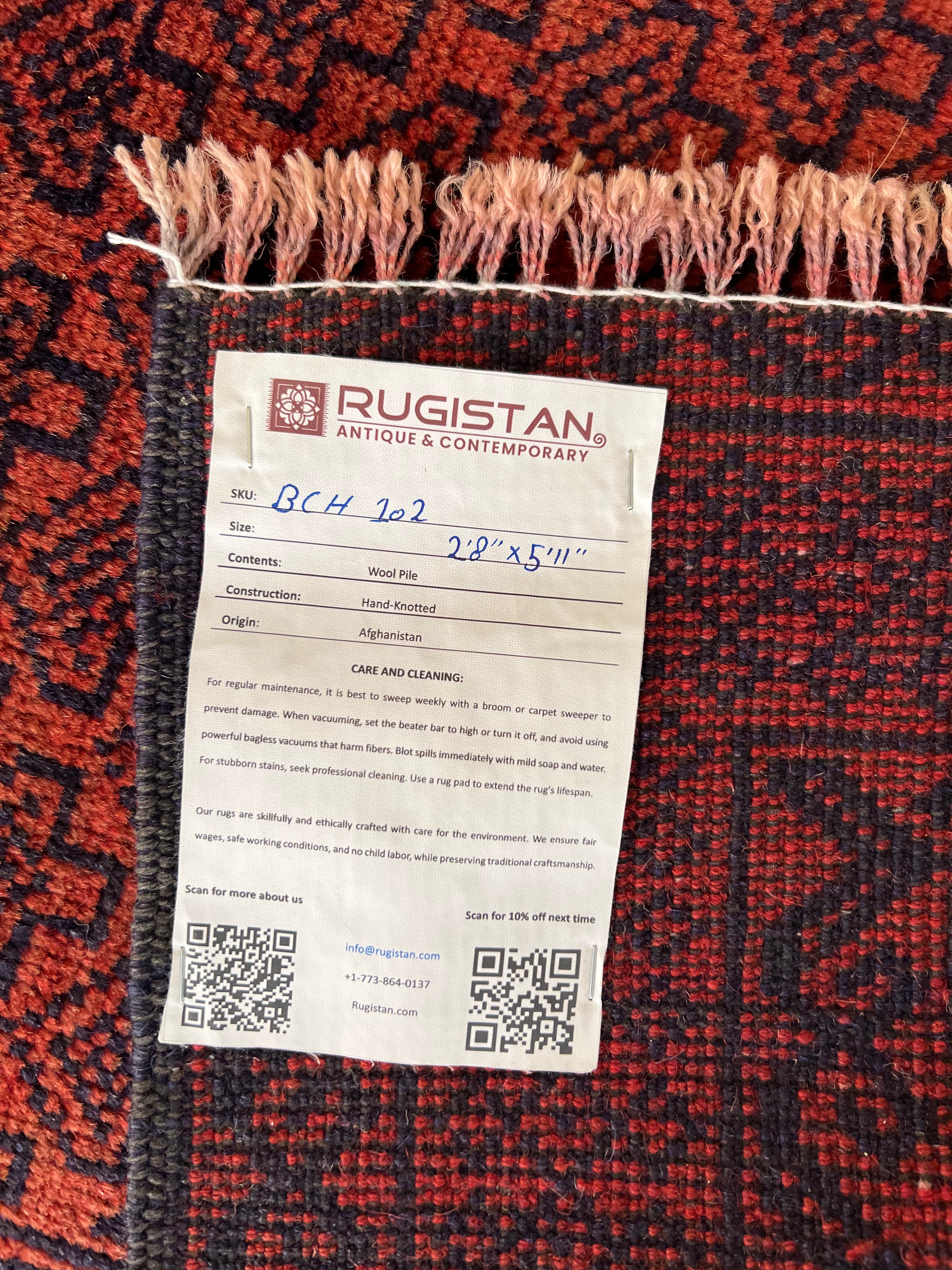 Afghani Rug 3x7 size range tribal Red laid flat