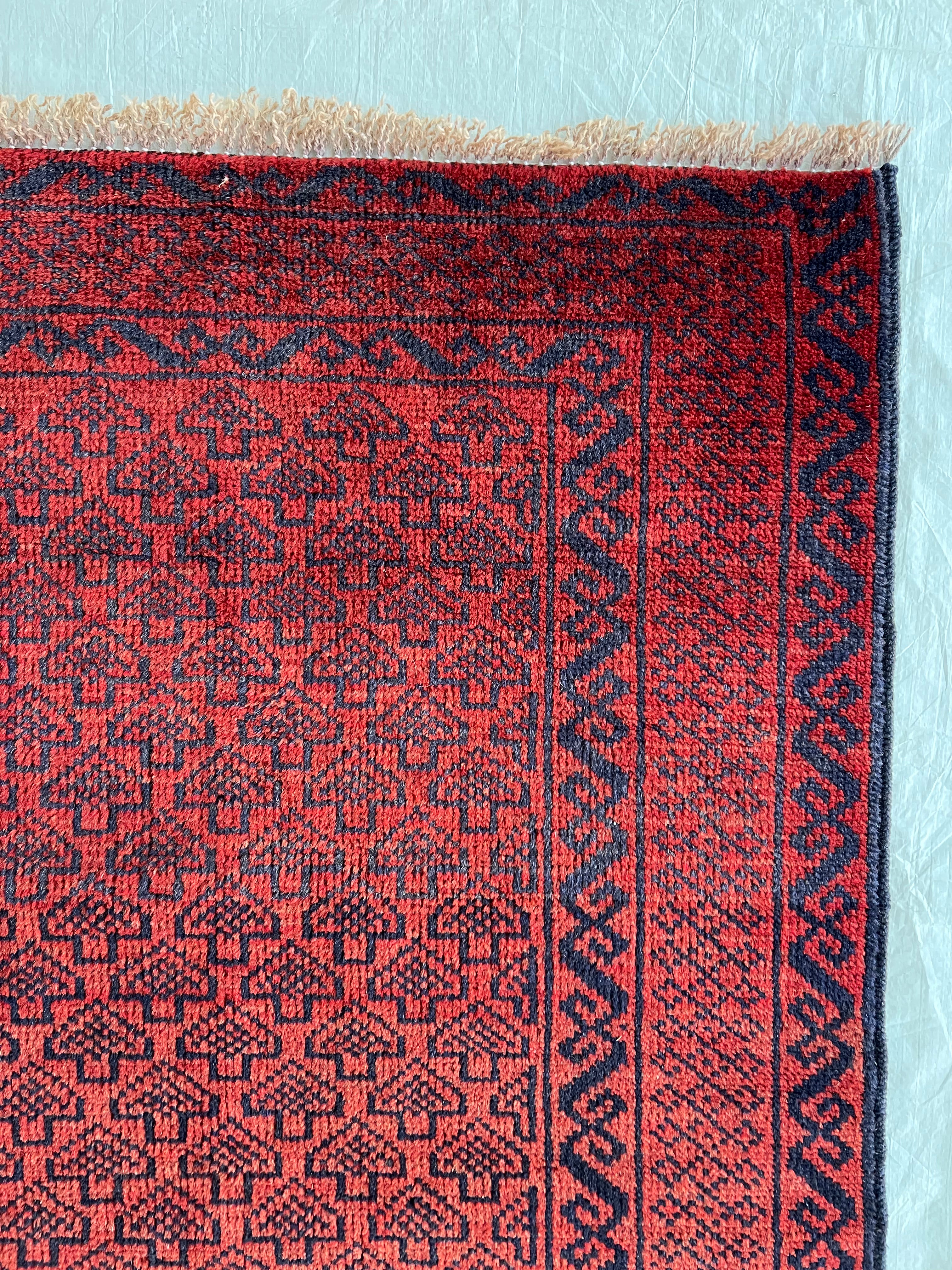 Afghani Runner runner size range tribal Red laid flat