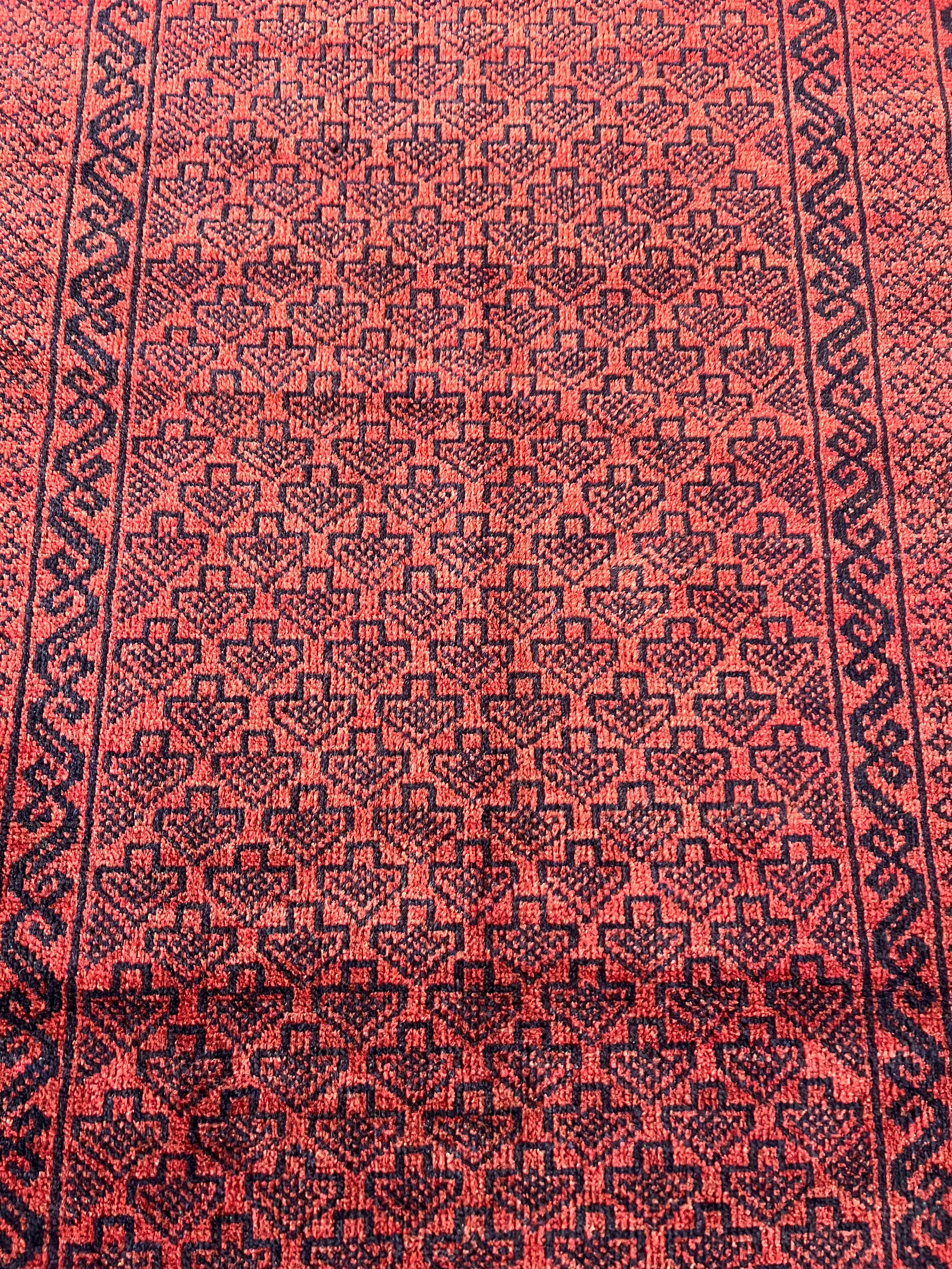Afghani Rug 3x7 size range tribal Red laid flat