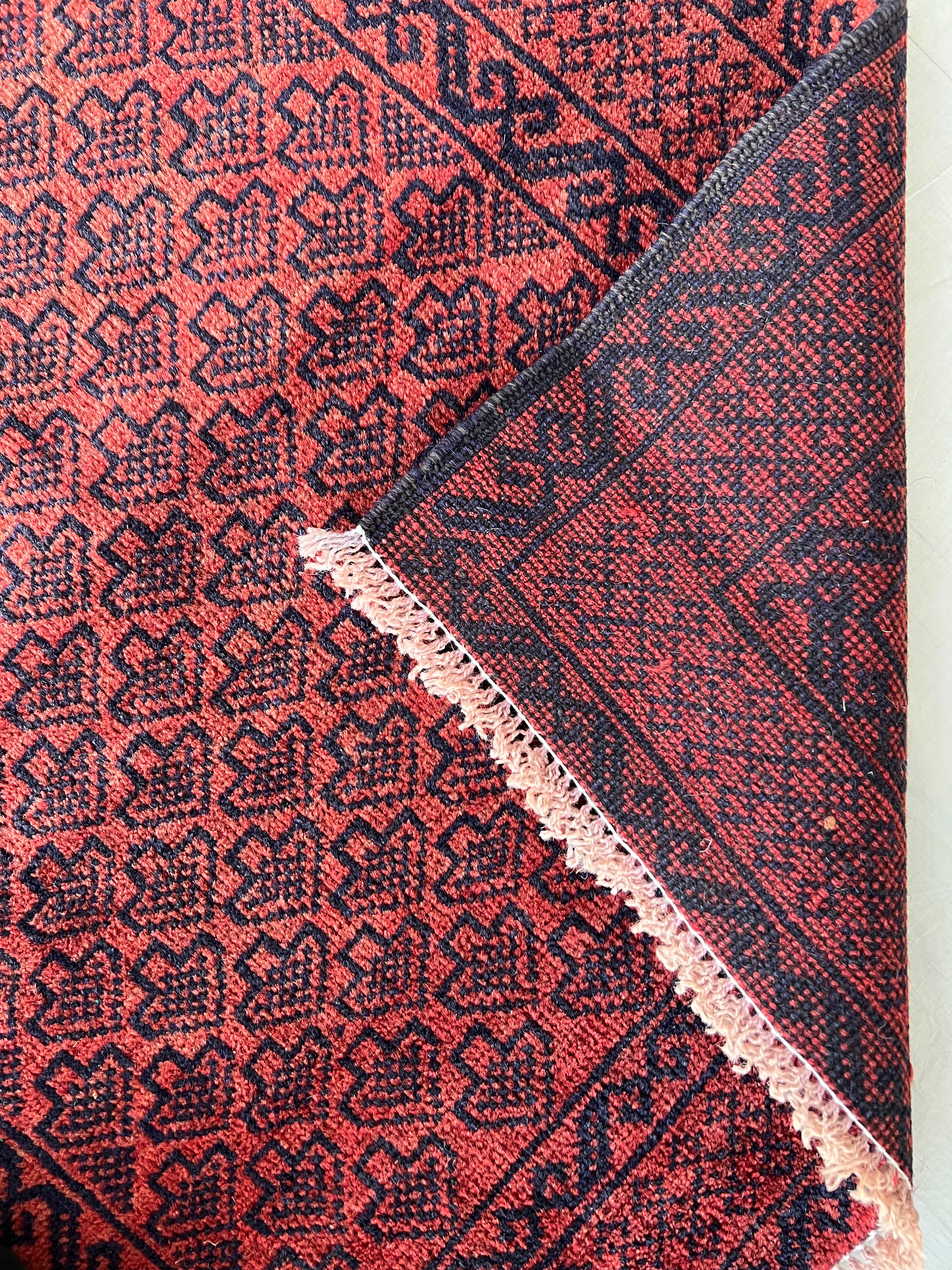 Afghani Rug 3x7 size range tribal Red laid flat