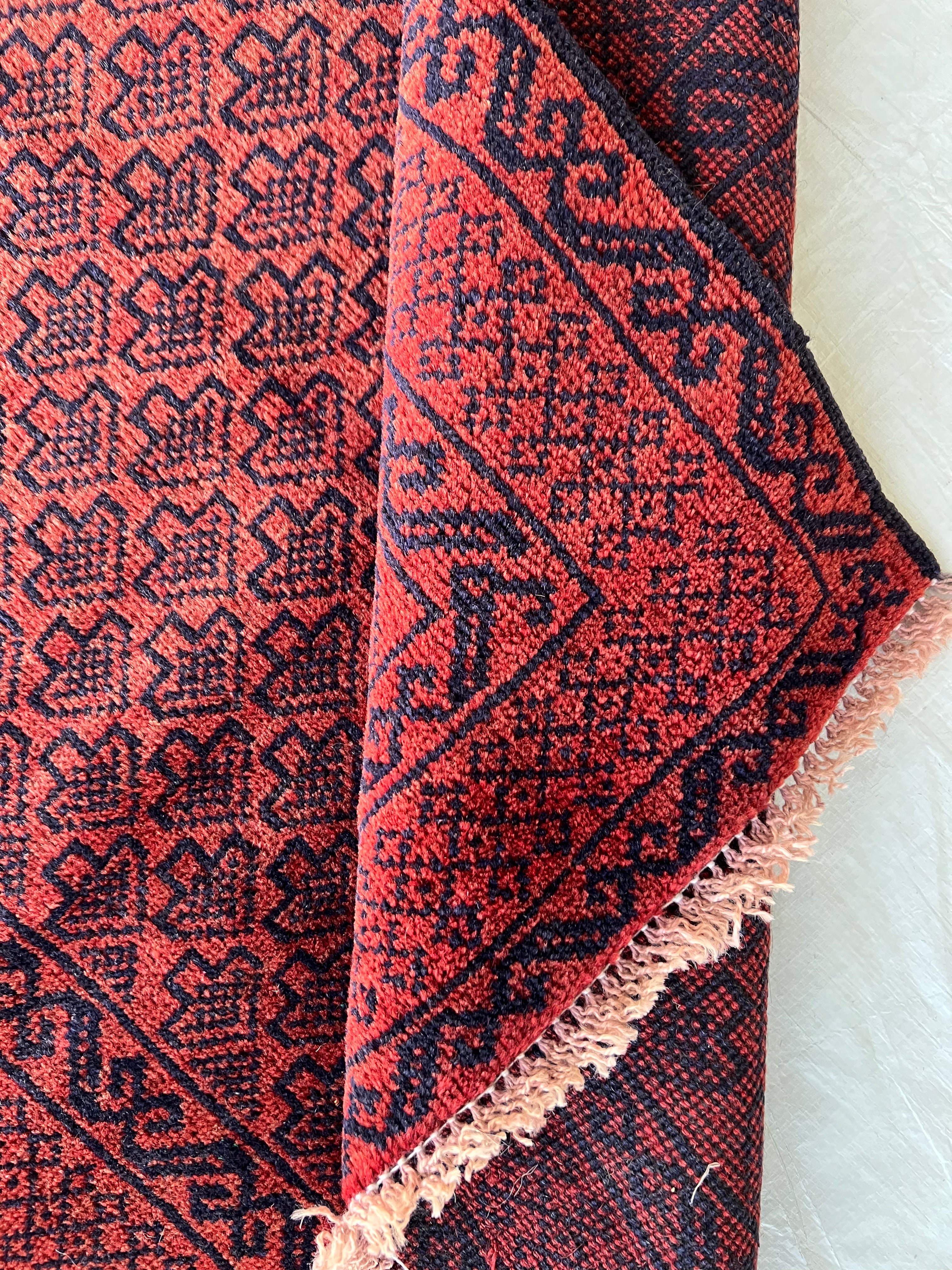 Afghani Rug 3x7 size range tribal Red laid flat