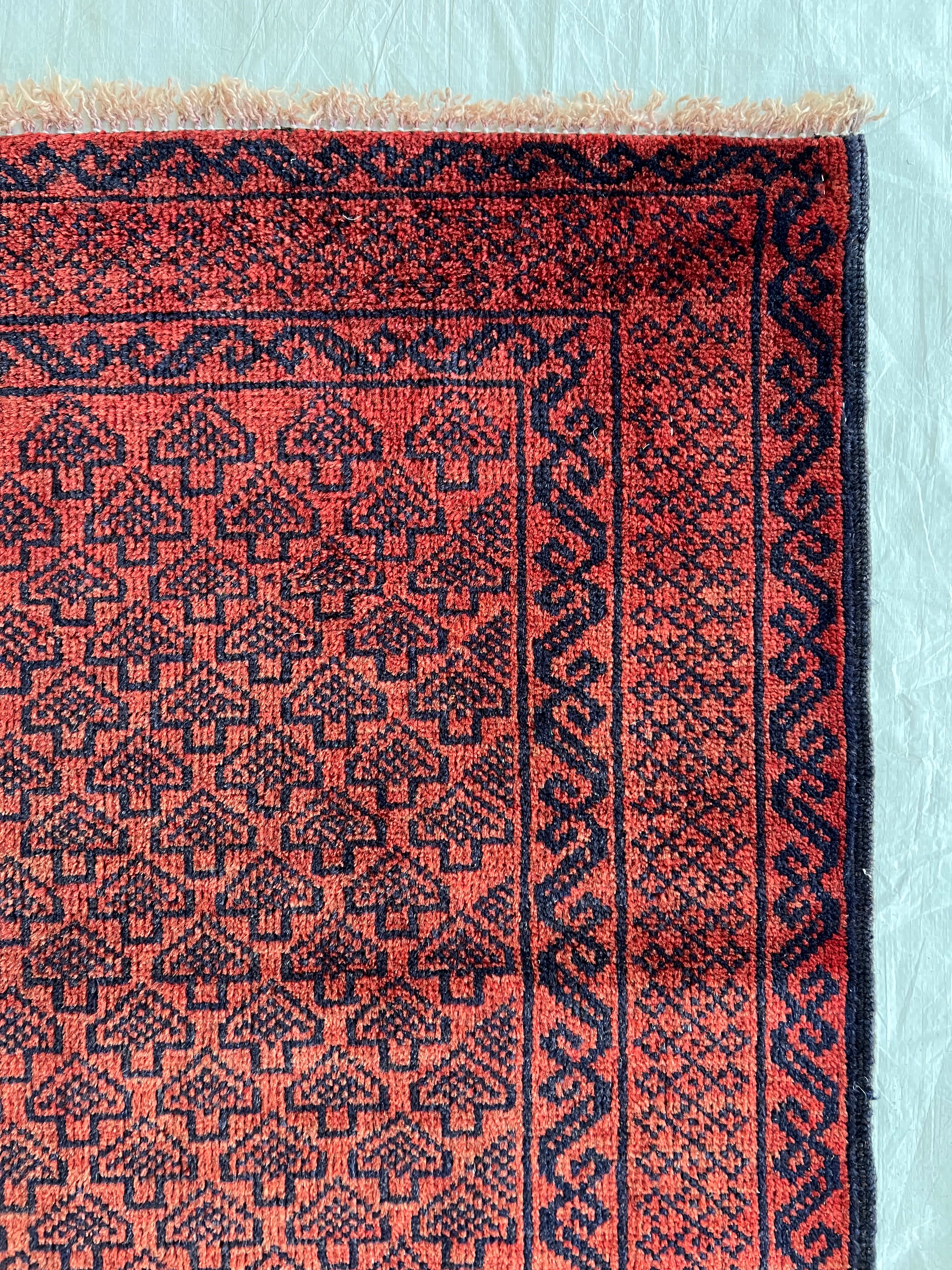 Afghani Rug 3x7 size range tribal Red laid flat