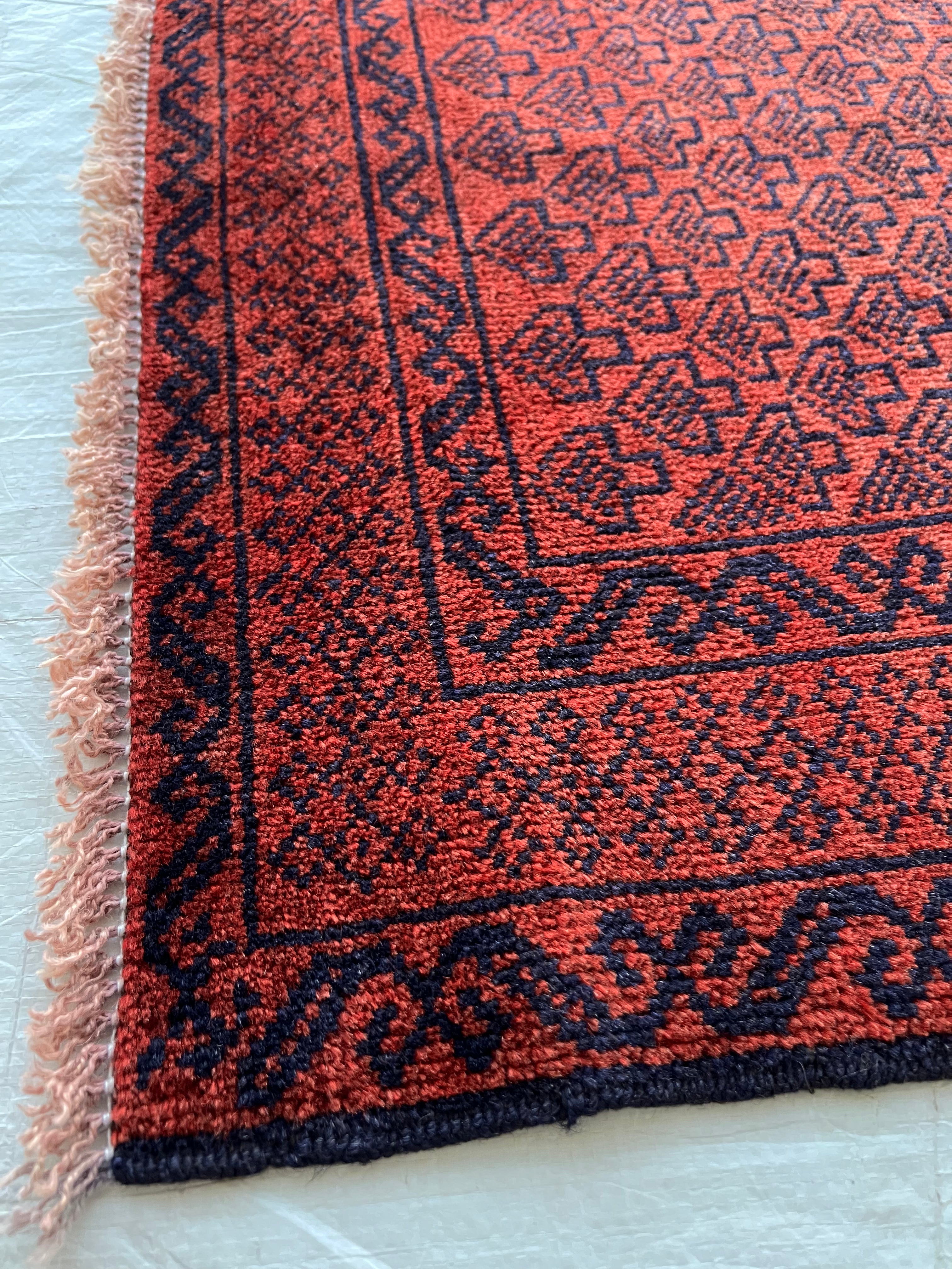 Afghani Rug 3x7 size range tribal Red laid flat