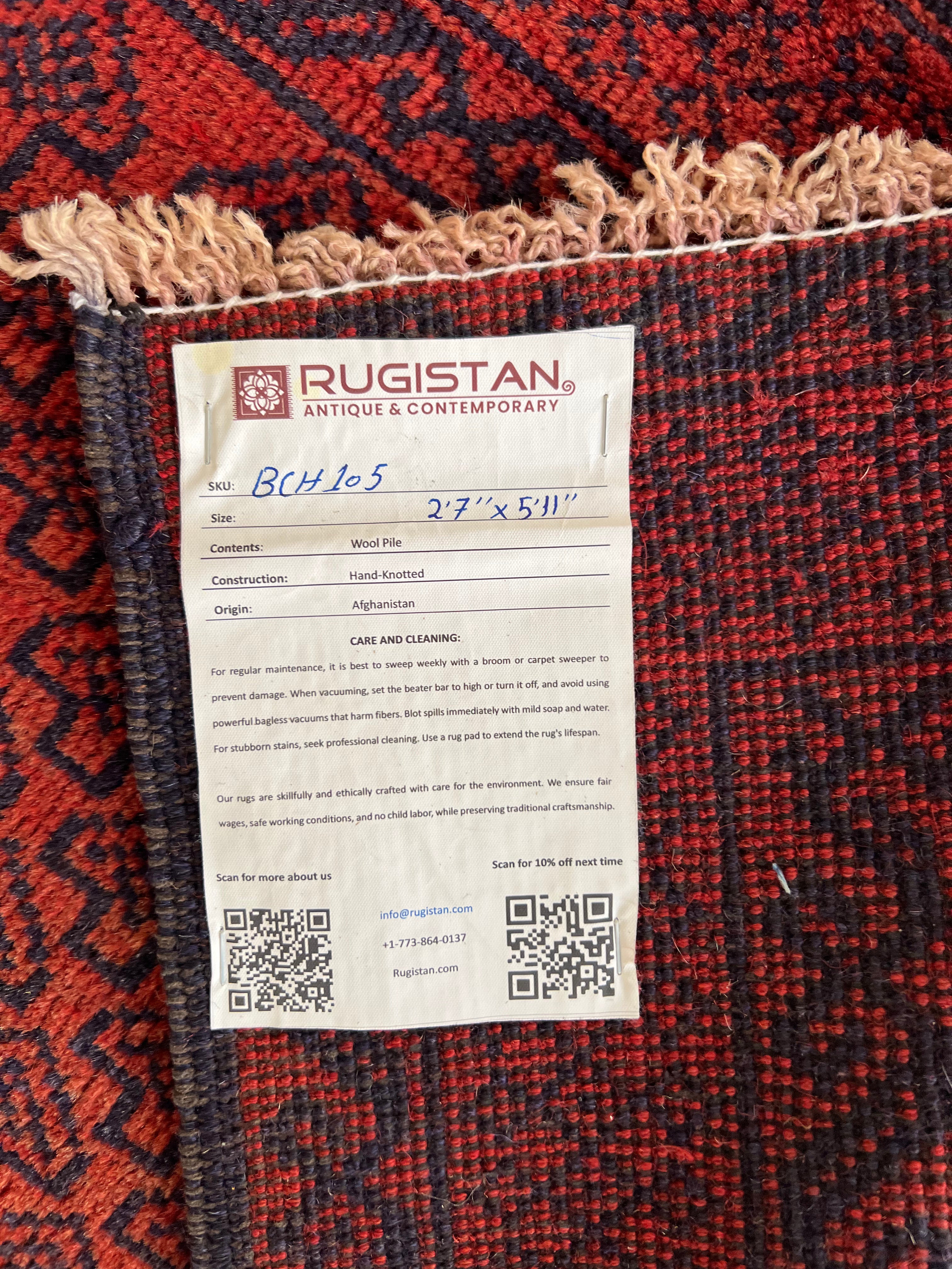 Afghani Rug 3x7 size range tribal Red laid flat