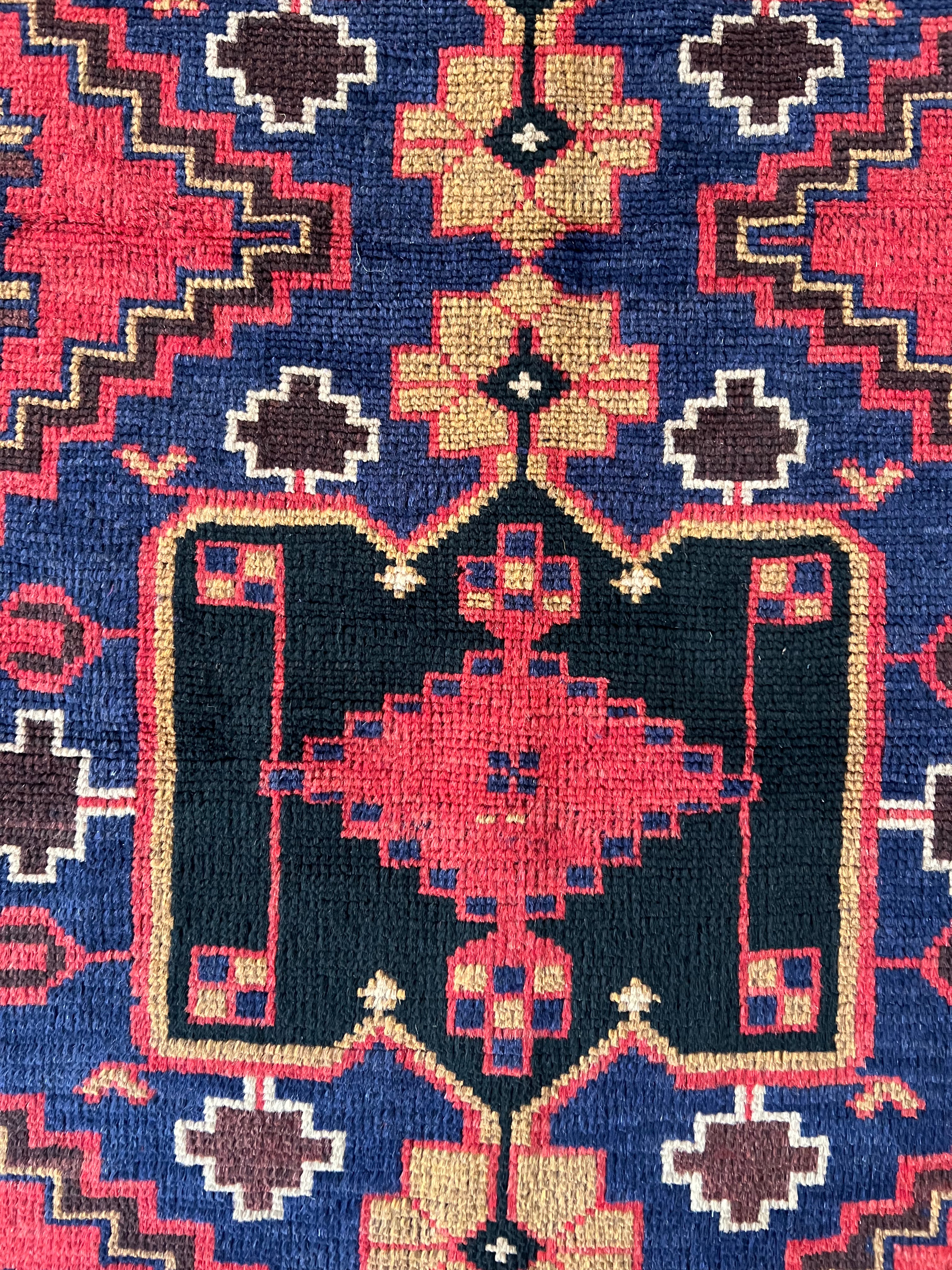 Afghani Runner runner size range tribal Red Blue laid flat
