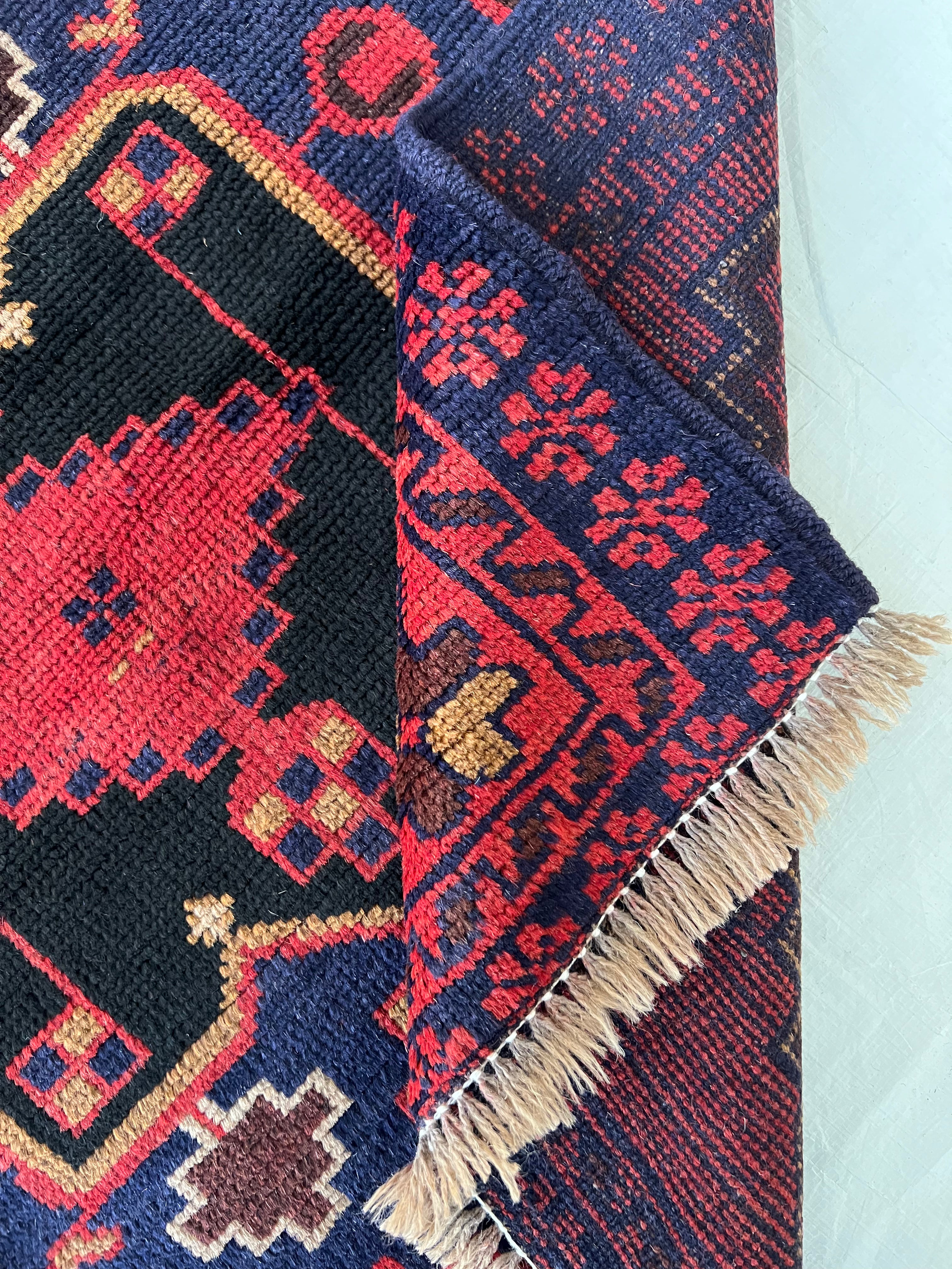 Afghani Runner runner size range tribal Red Blue laid flat