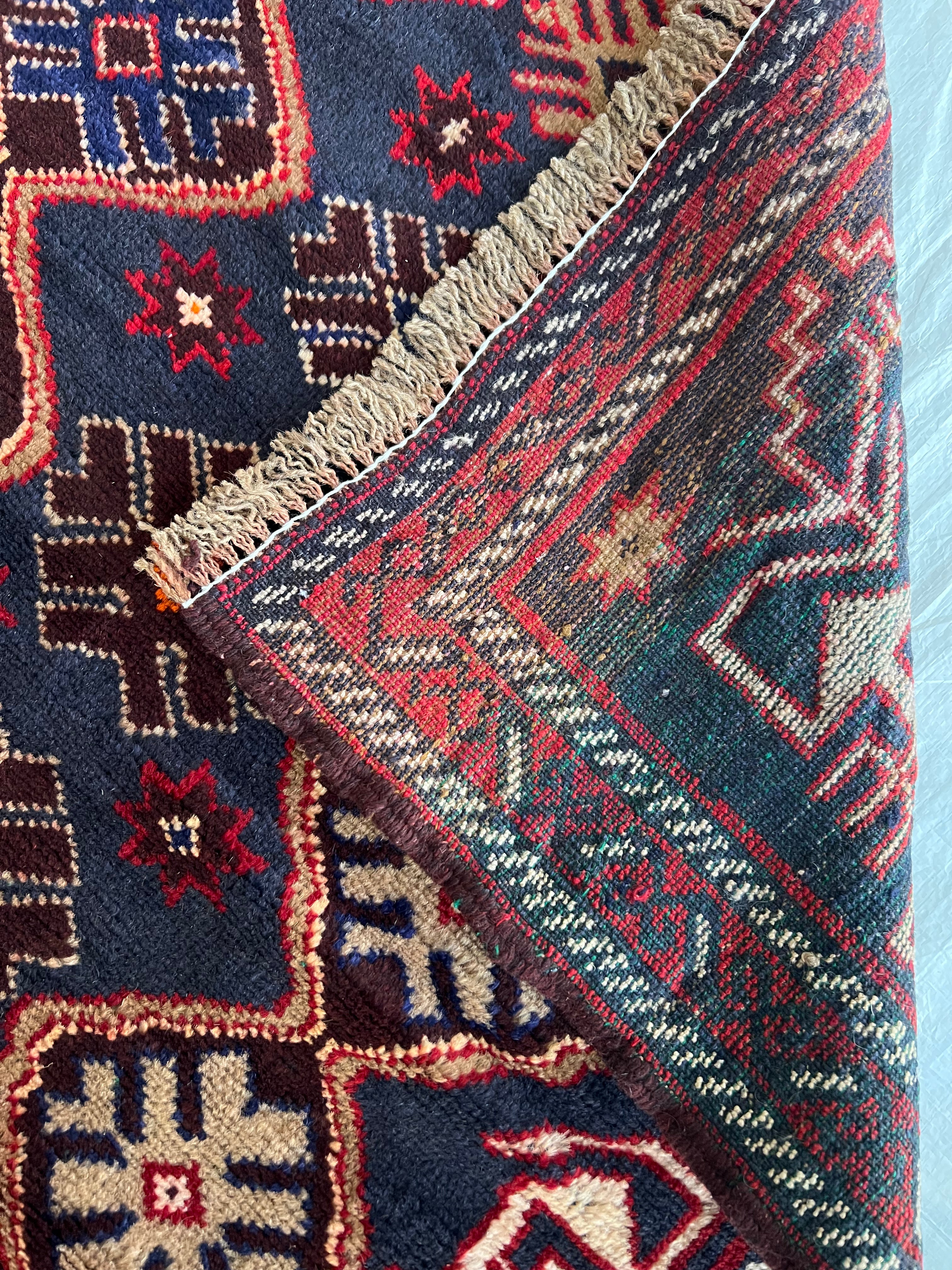 Afghani Rug 3x4 size range tribal laid flat