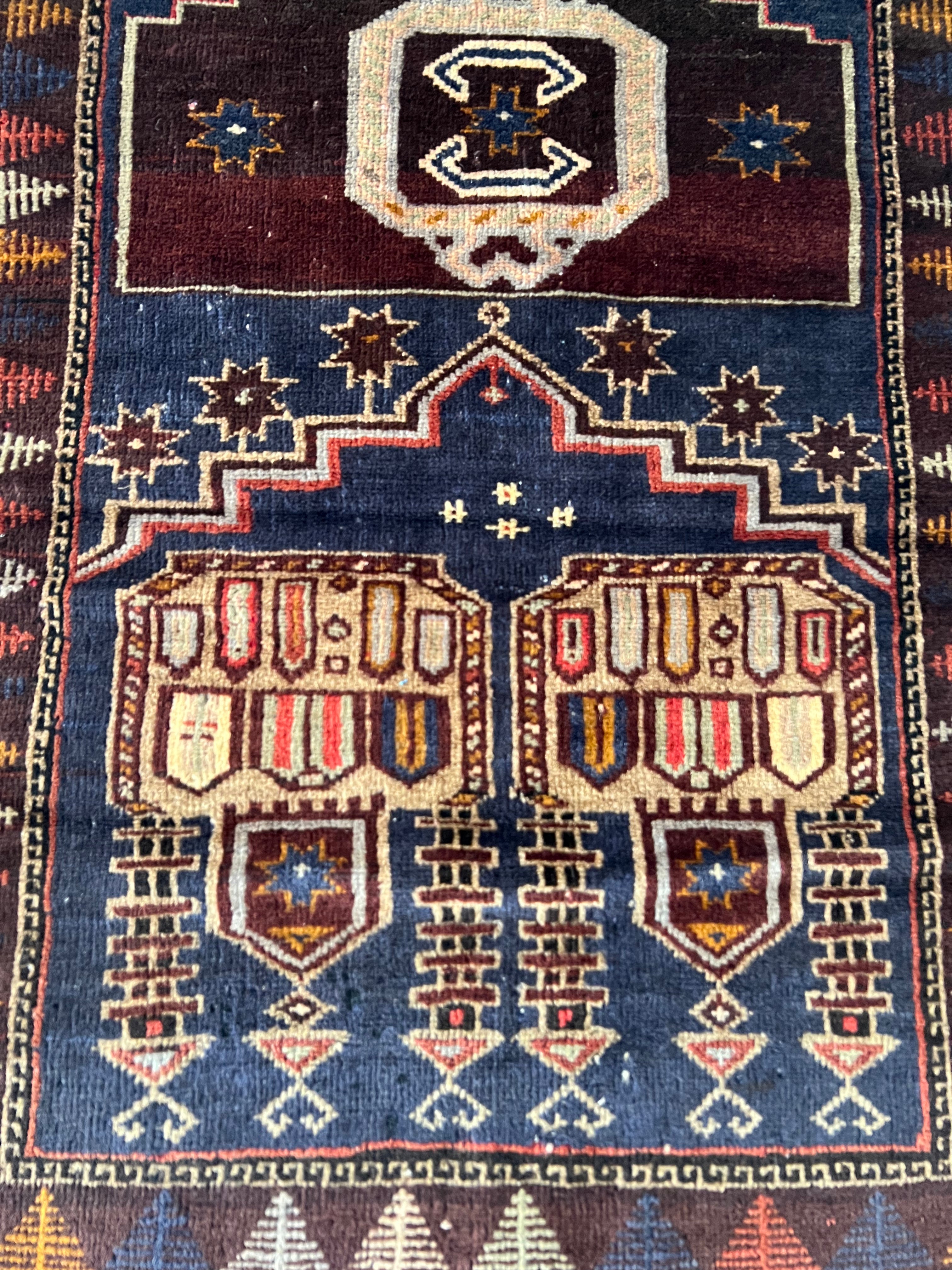 Afghani Prayer Rug 3x5 size range mihrab laid flat