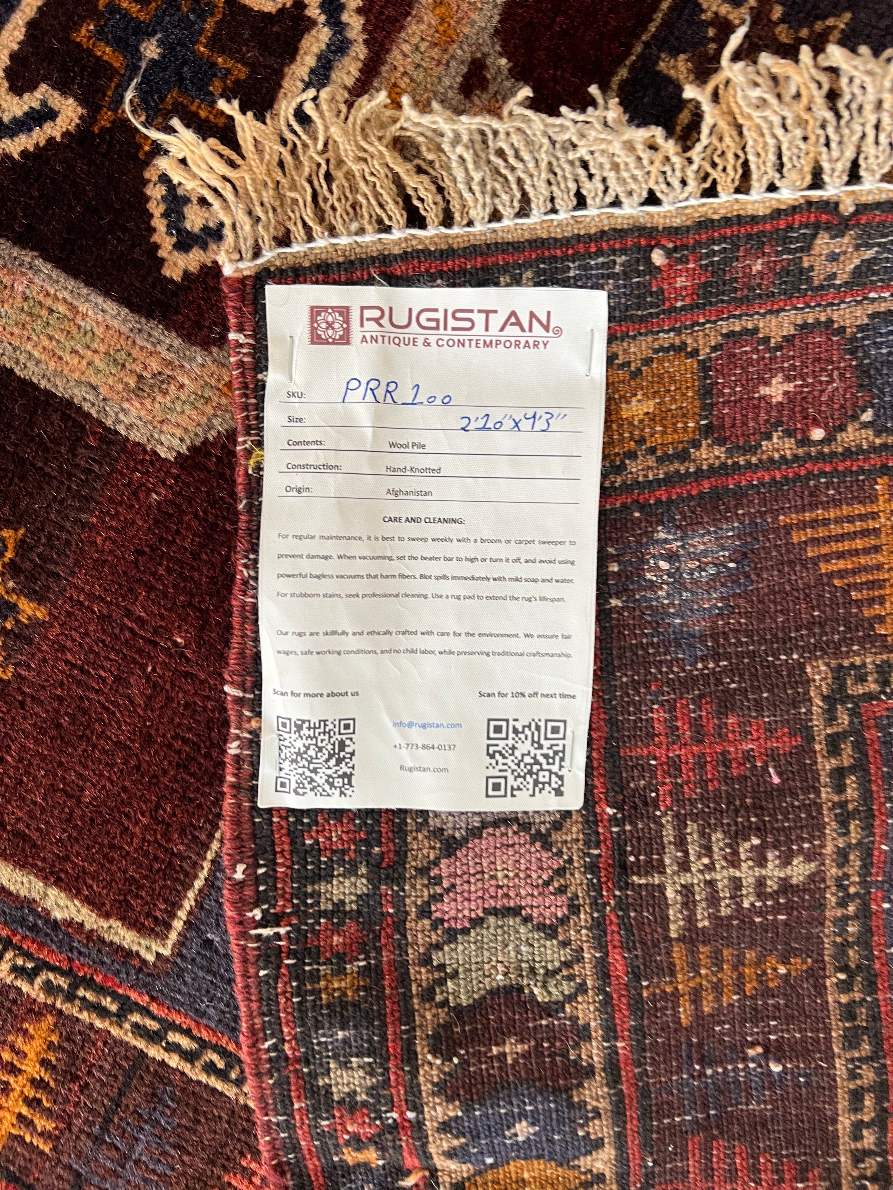Afghani Prayer Rug 3x5 size range mihrab laid flat