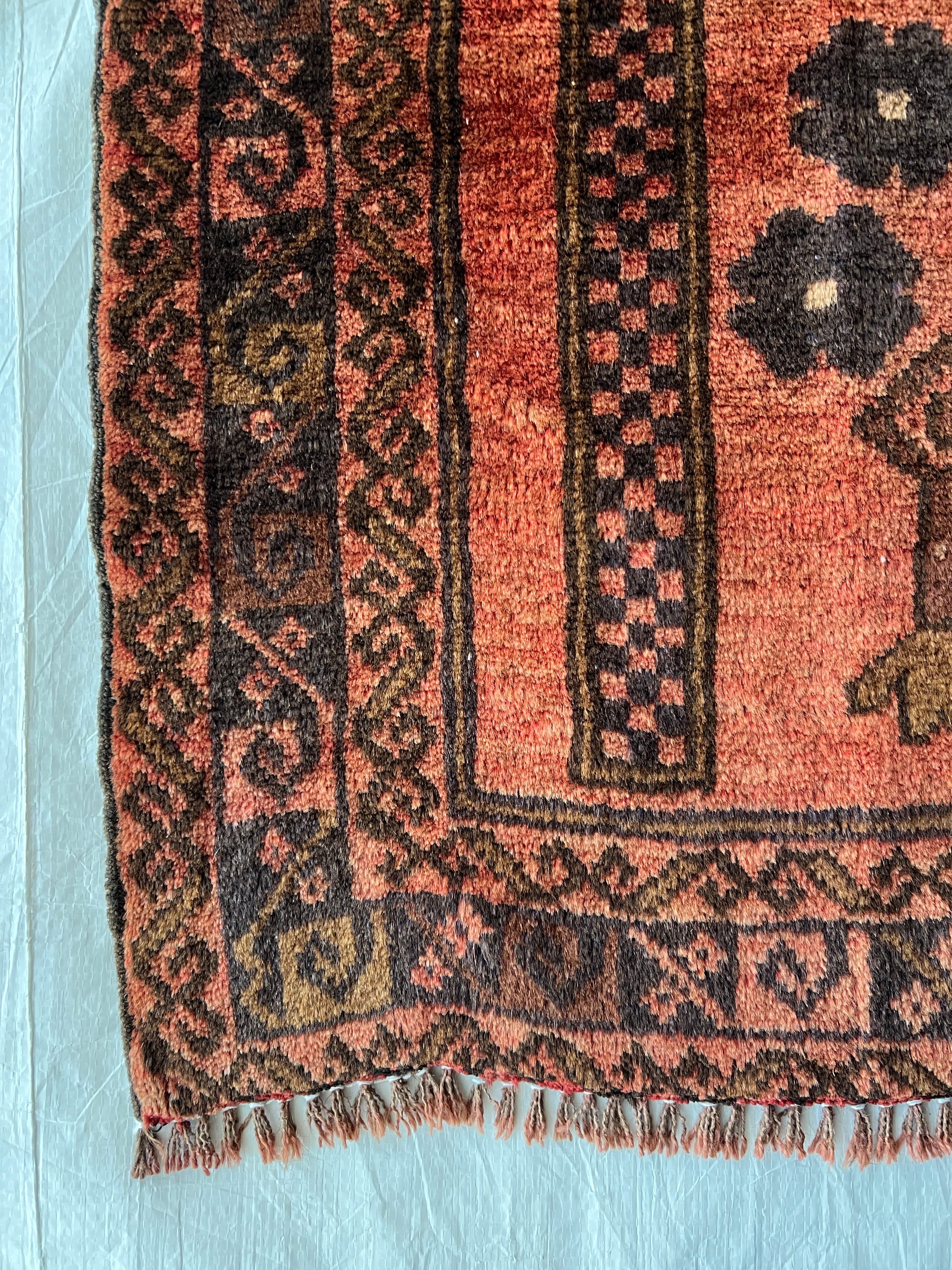 Afghani Prayer Rug 3x5 size range mihrab laid flat