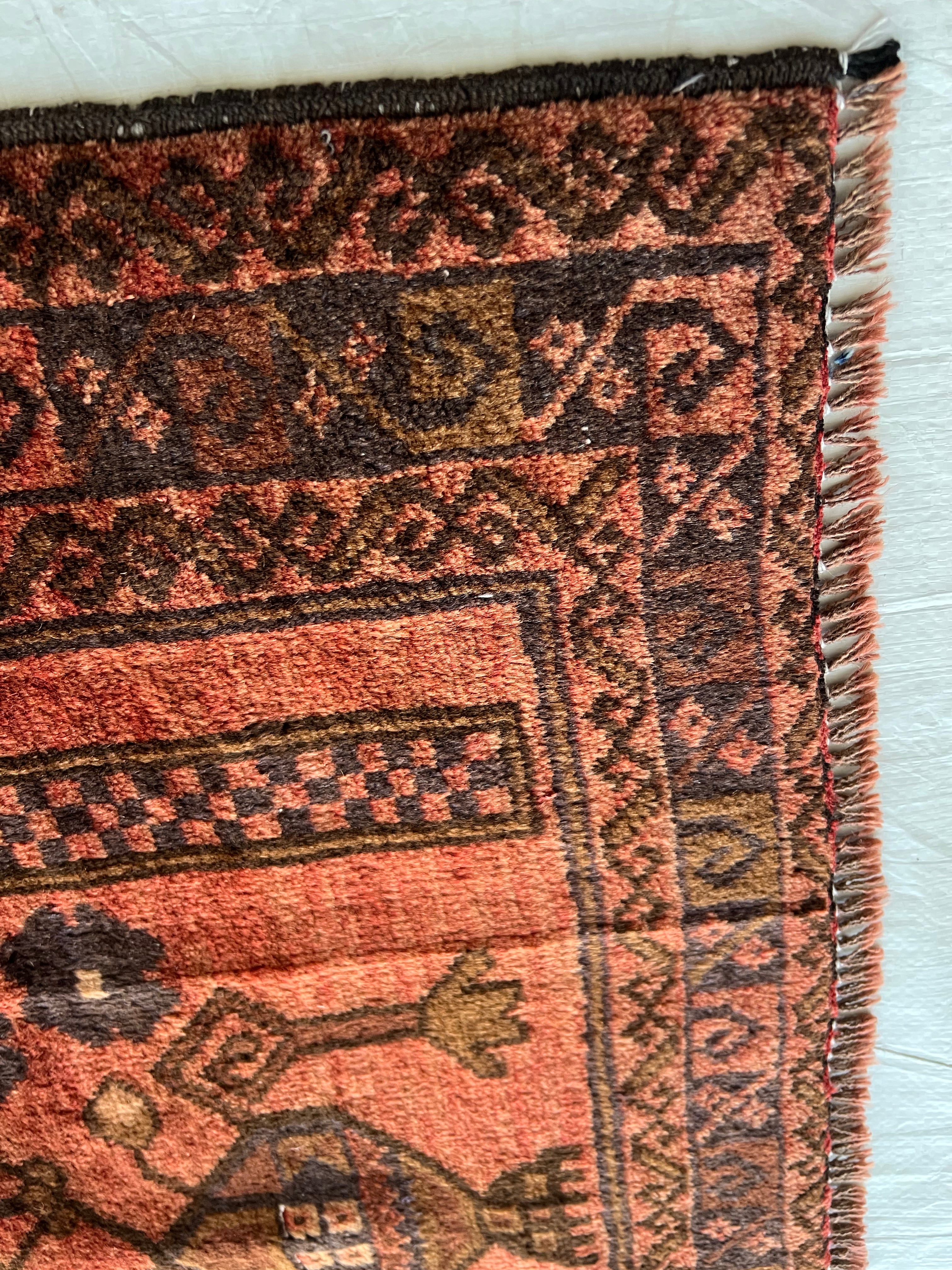 Afghani Prayer Rug 3x5 size range mihrab laid flat