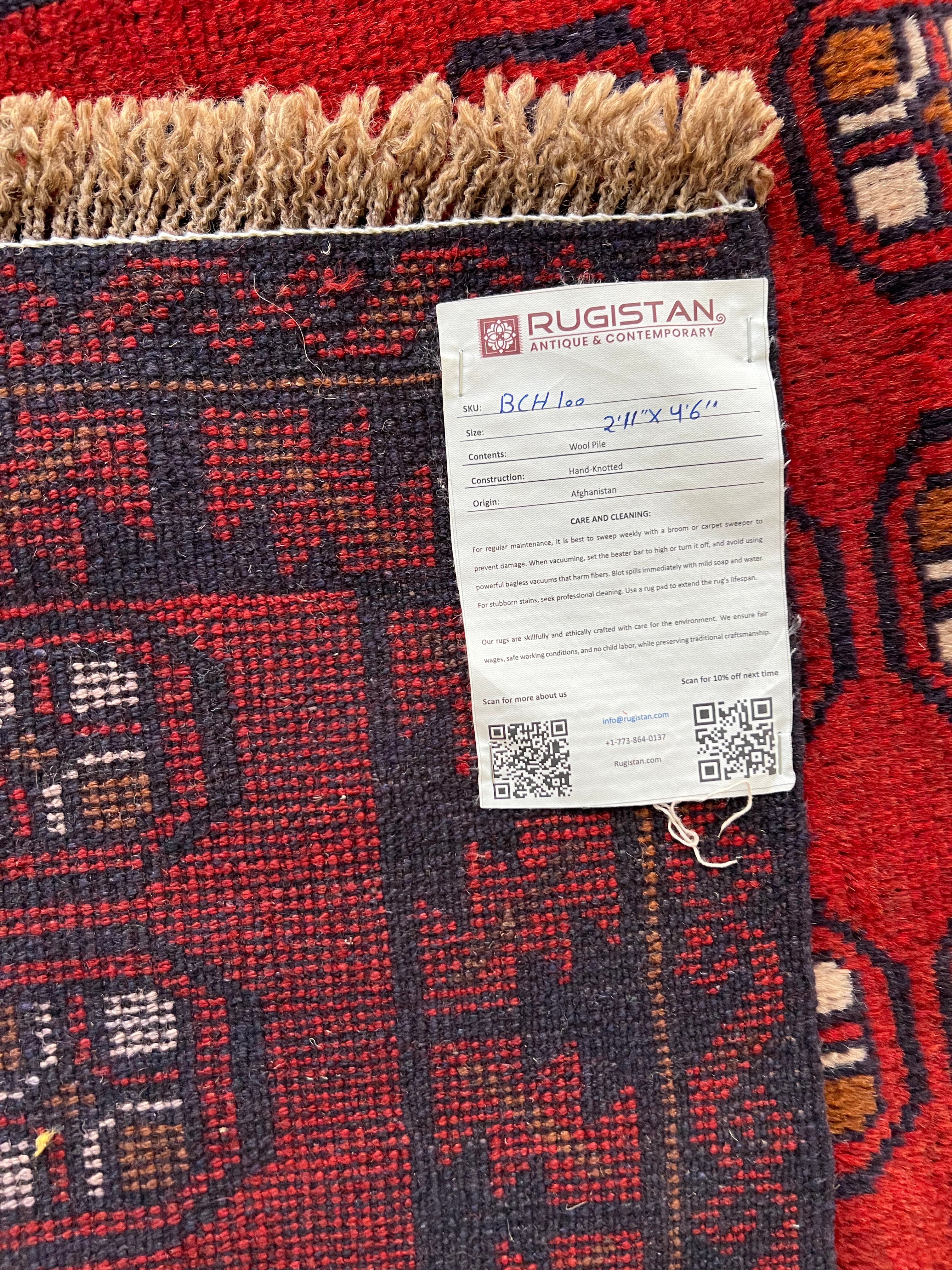 Afghani Rug 3x5 size range tribal Red Blue laid flat