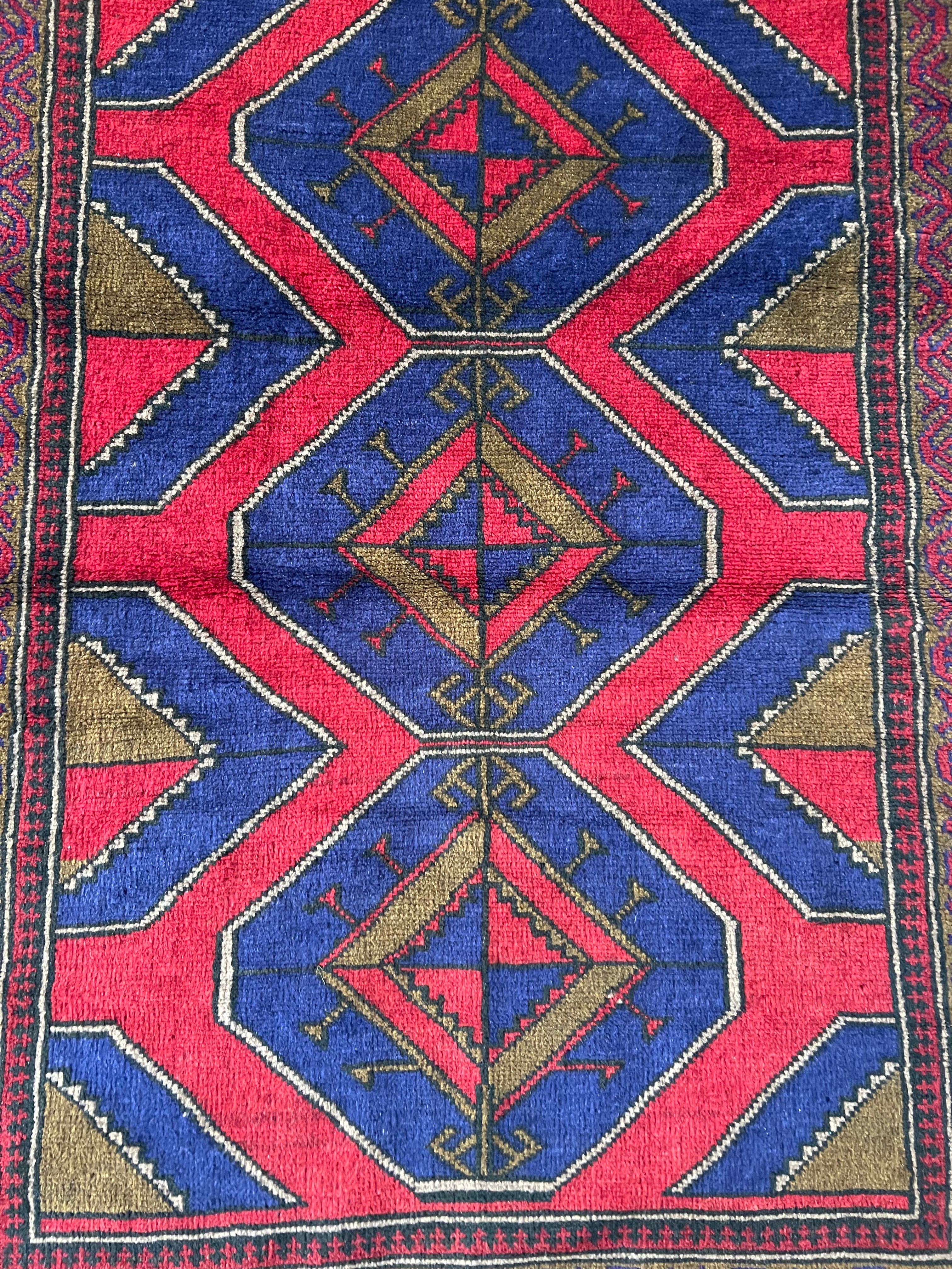 Afghani Rug 3x4 size range tribal Red laid flat