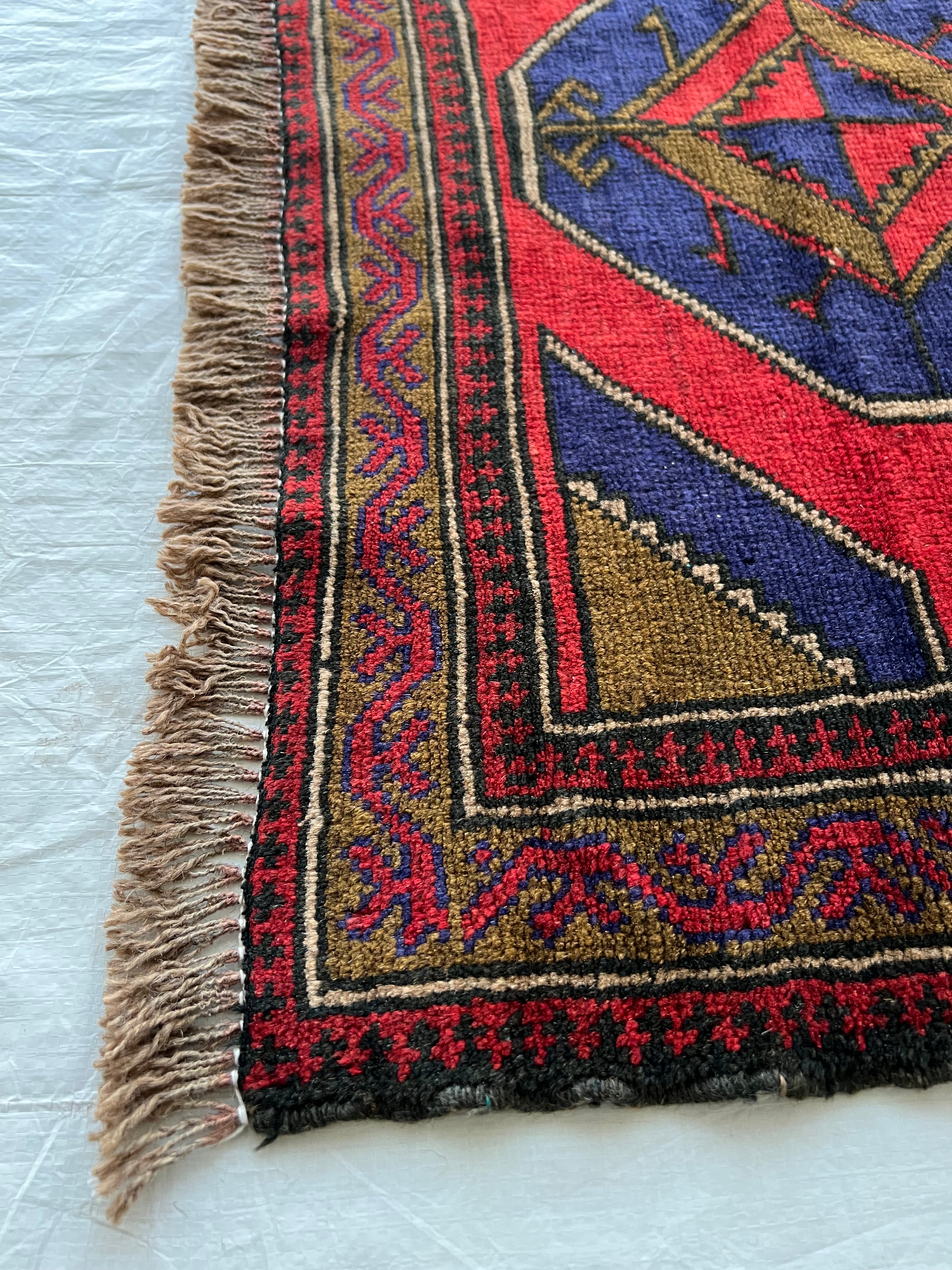 Afghani Rug 3x4 size range tribal Red laid flat