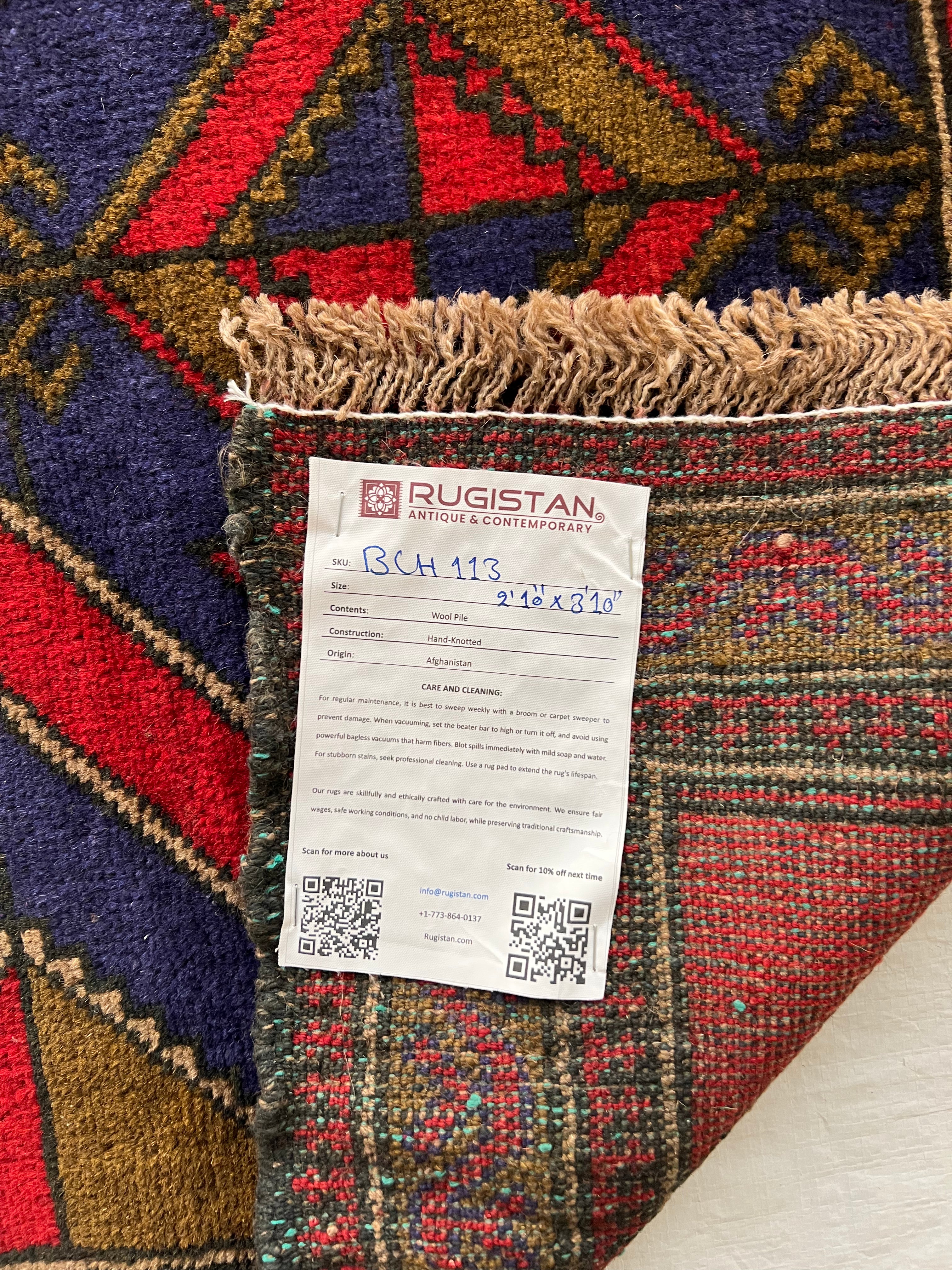 Afghani Rug 3x4 size range tribal Red laid flat