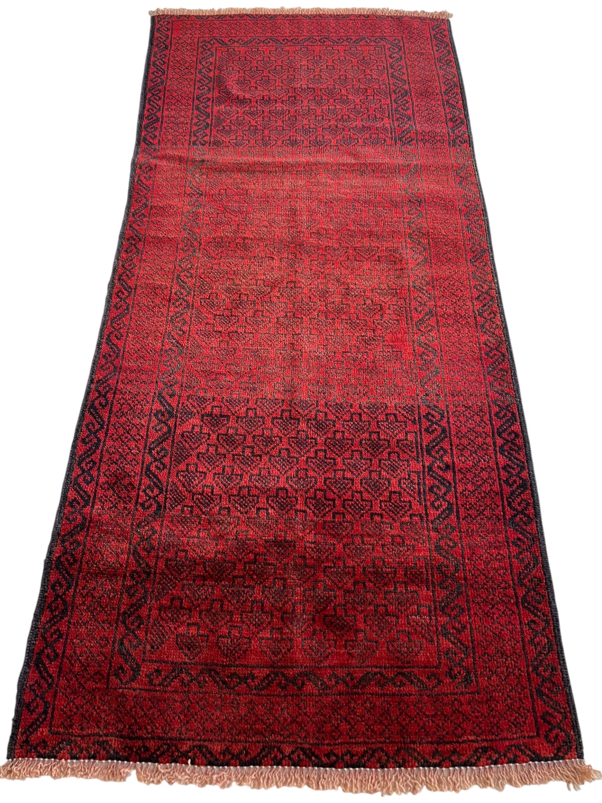 Afghani Rug 3x7 size range tribal Red laid flat