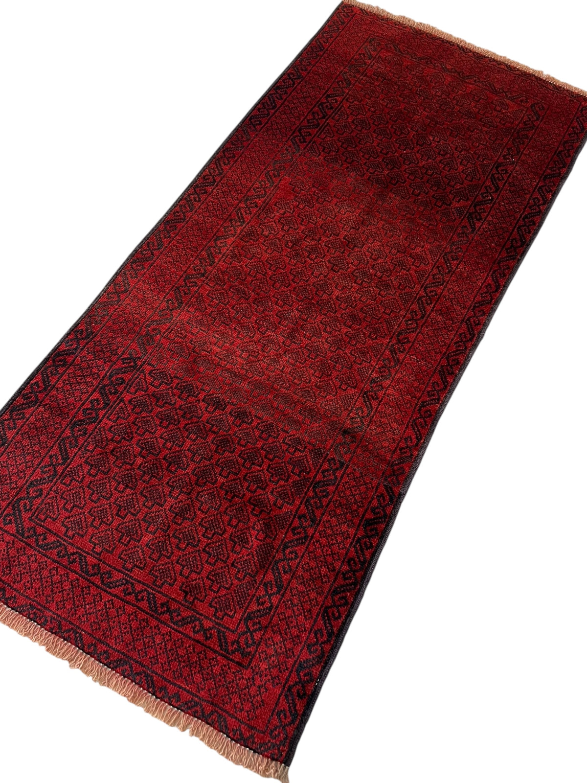 Afghani Rug 3x7 size range tribal Red laid flat
