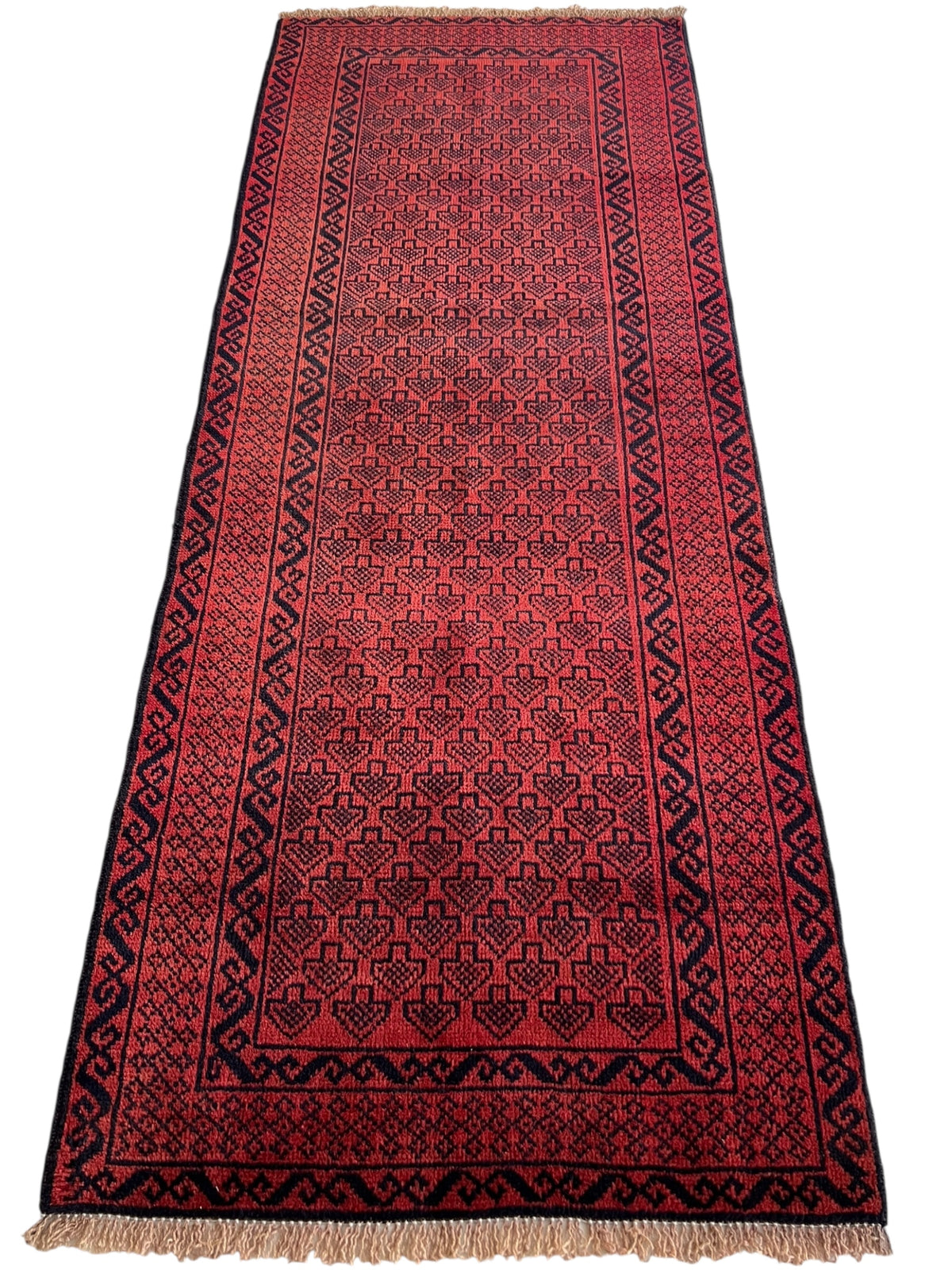 Afghani Rug 7x10 size range tribal Red laid flat