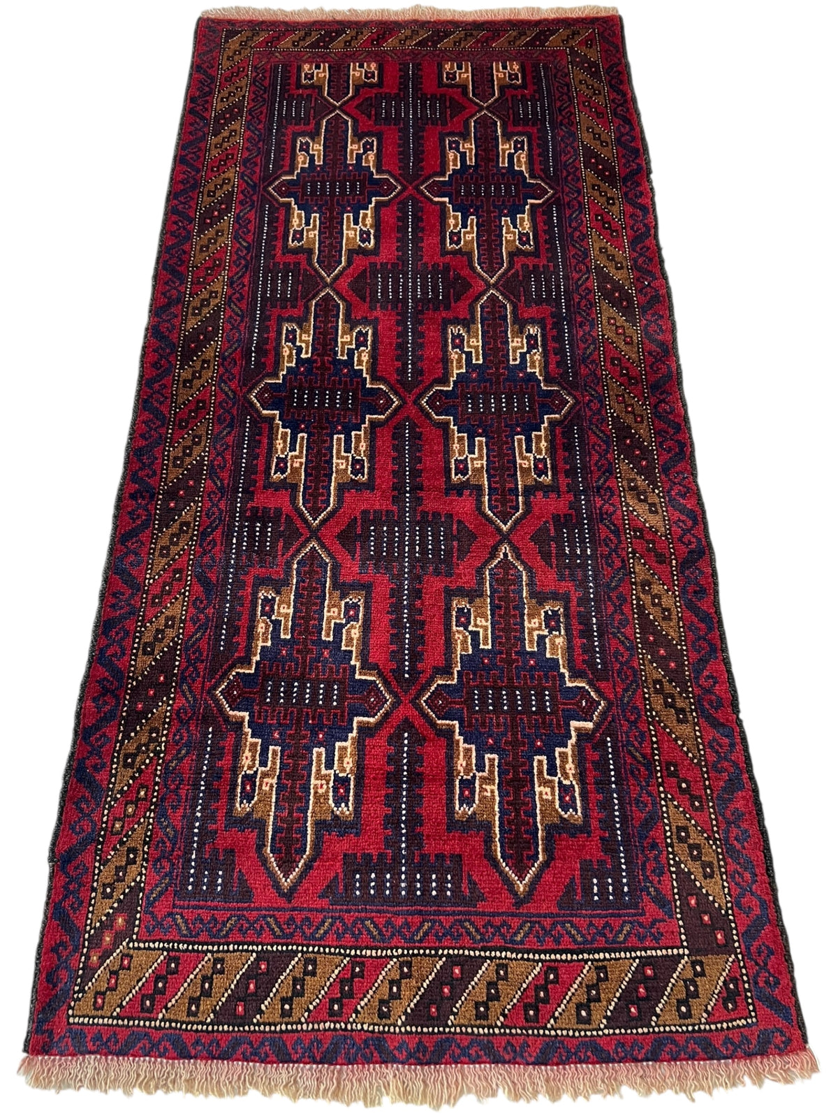 Afghani Rug 3x7 size range tribal Red laid flat