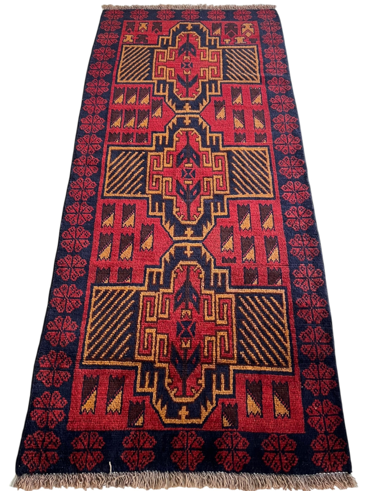 Afghani Runner runner size range tribal Red laid flat