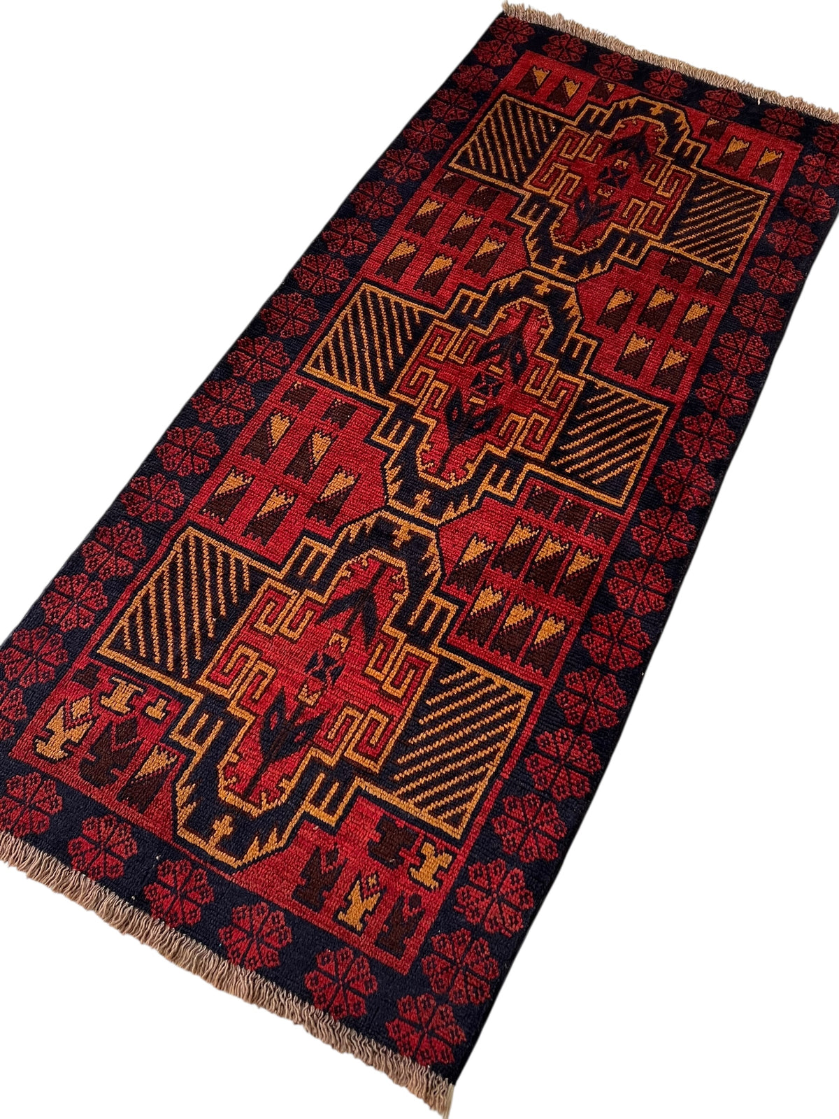 Afghani Runner runner size range tribal Red laid flat