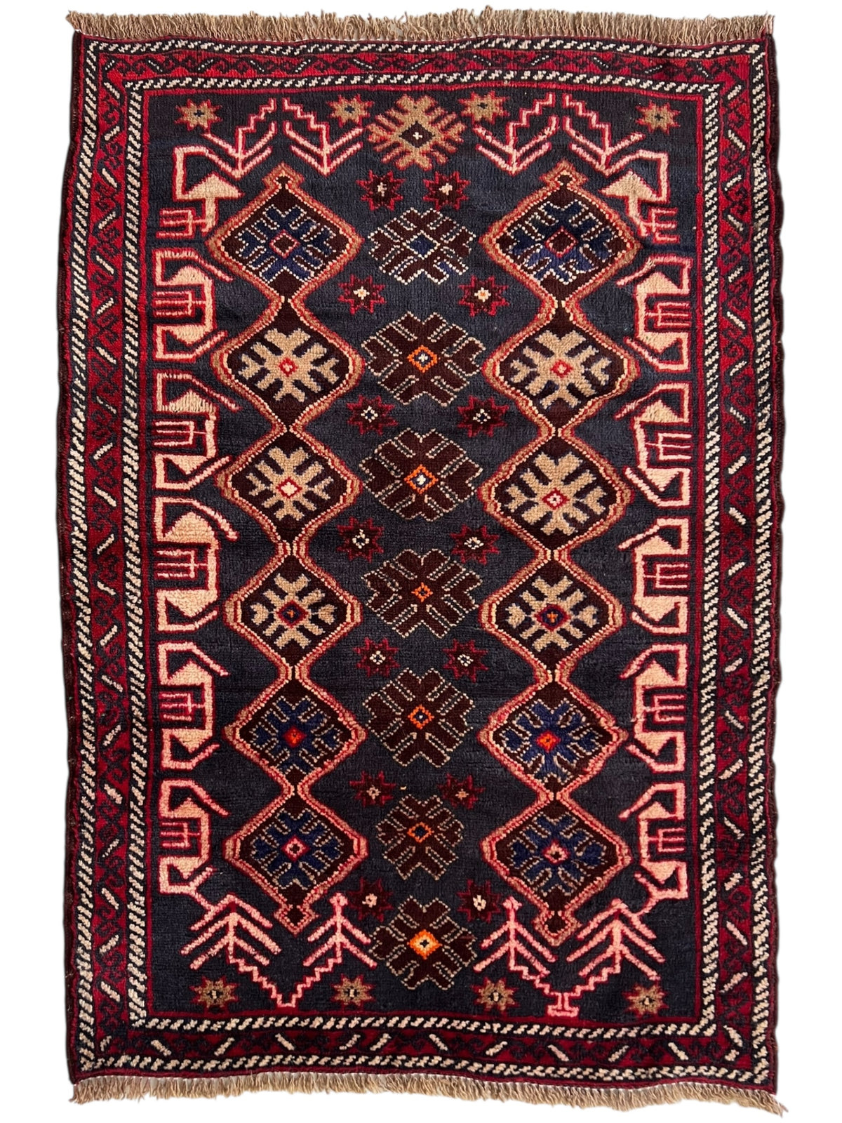 Afghani Rug 3x4 size range tribal laid flat