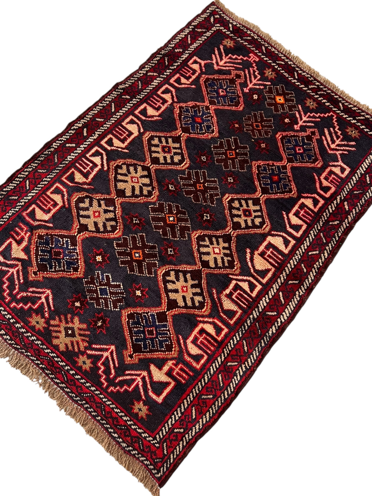 Afghani Rug 3x4 size range tribal laid flat