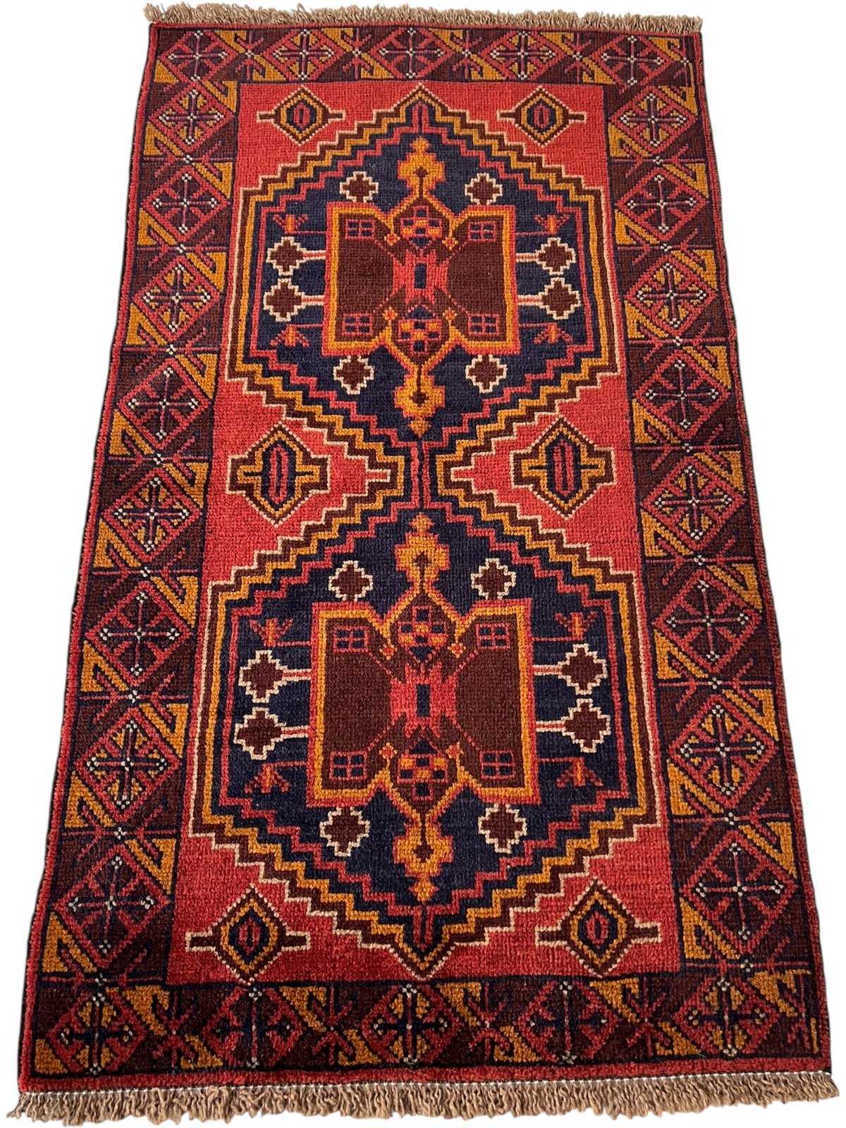 Afghani Rug 3x5 size range tribal Red laid flat