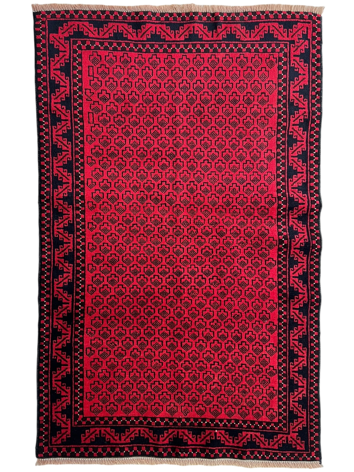 Afghani Rug 3x5 size range tribal Red laid flat