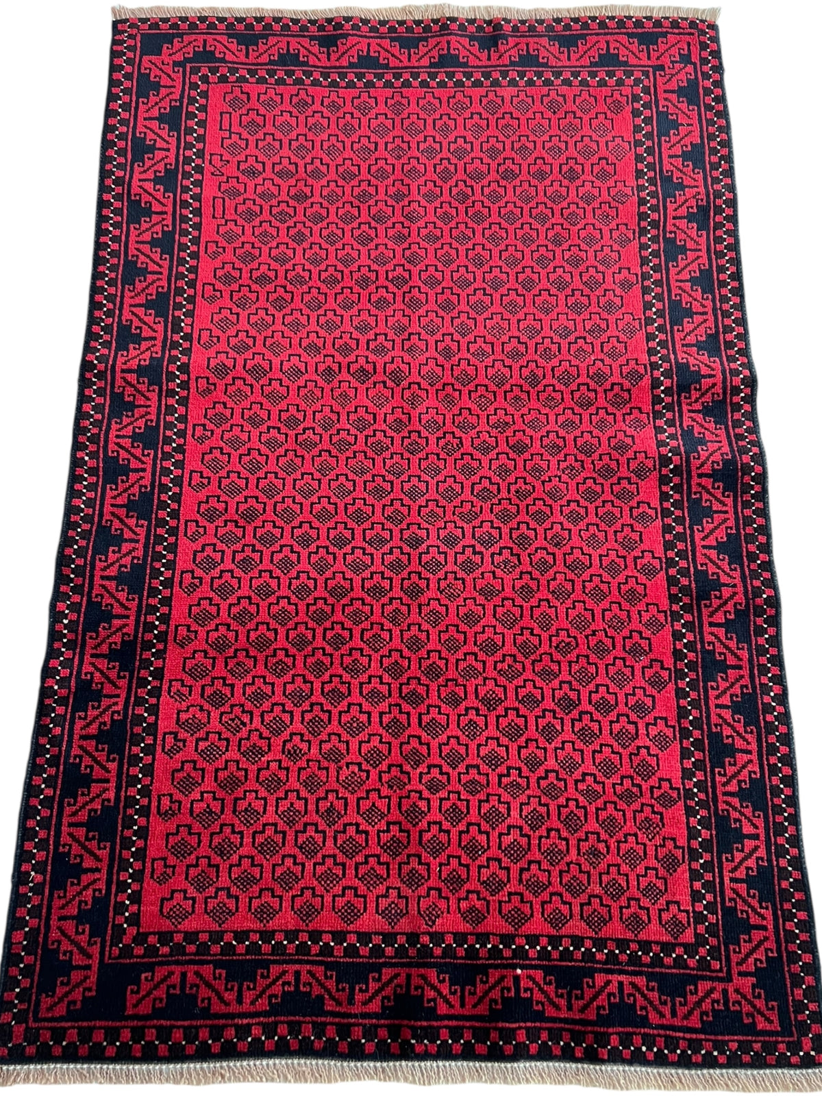 Afghani Rug 3x5 size range tribal Red laid flat