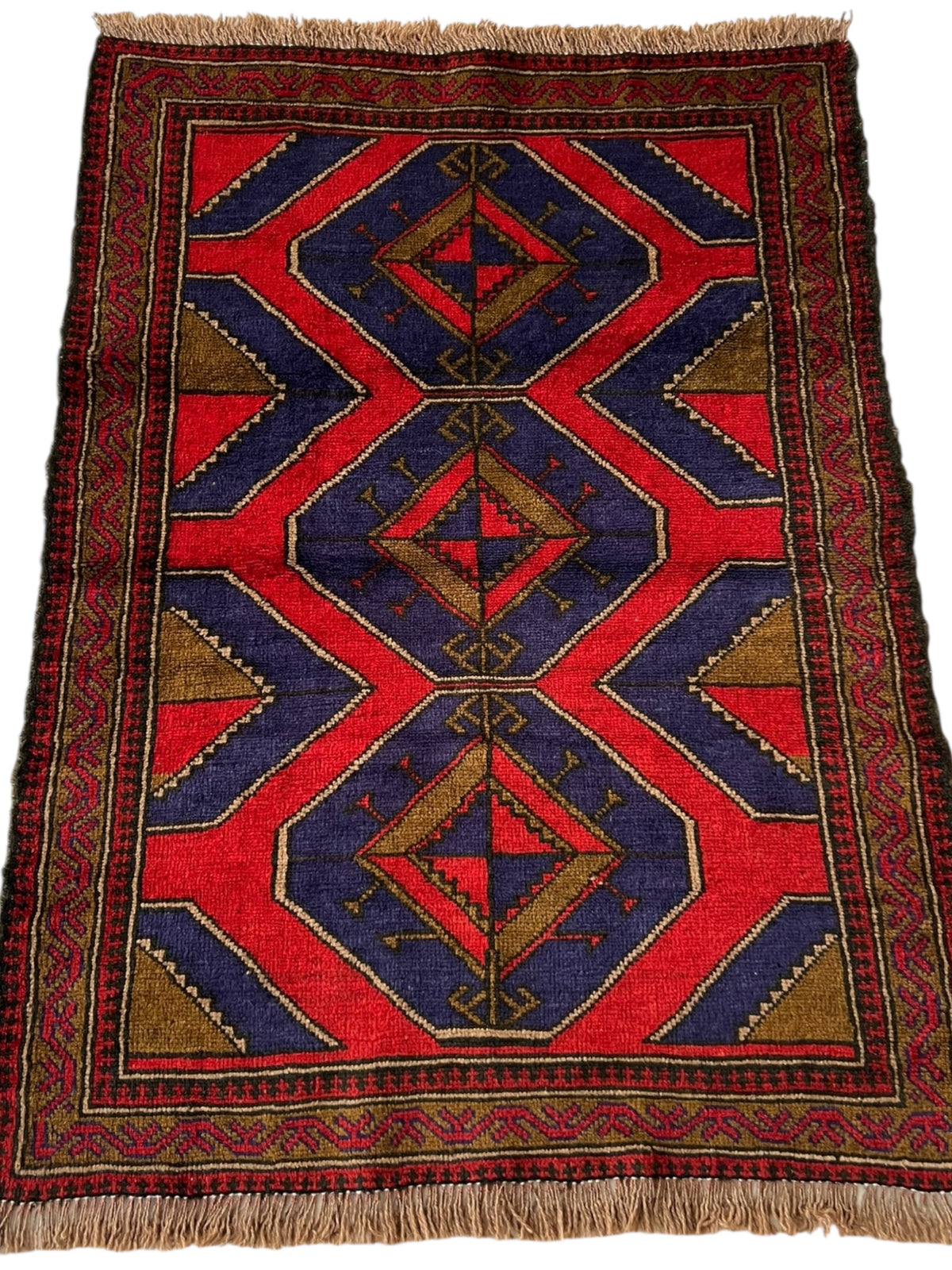 Afghani Rug 3x4 size range tribal Red laid flat