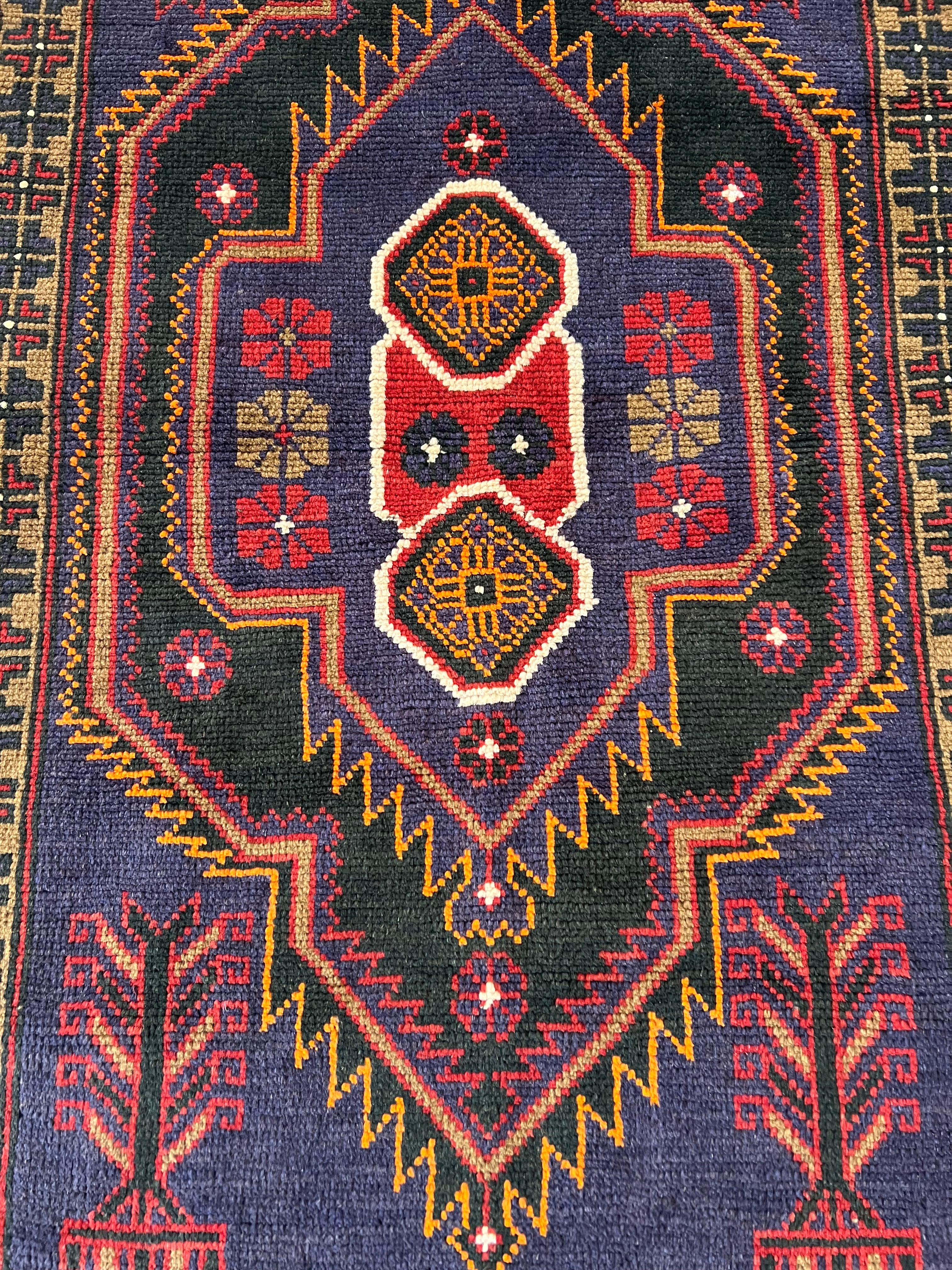 Afghani Rug 3x5 size range tribal Red Blue laid flat