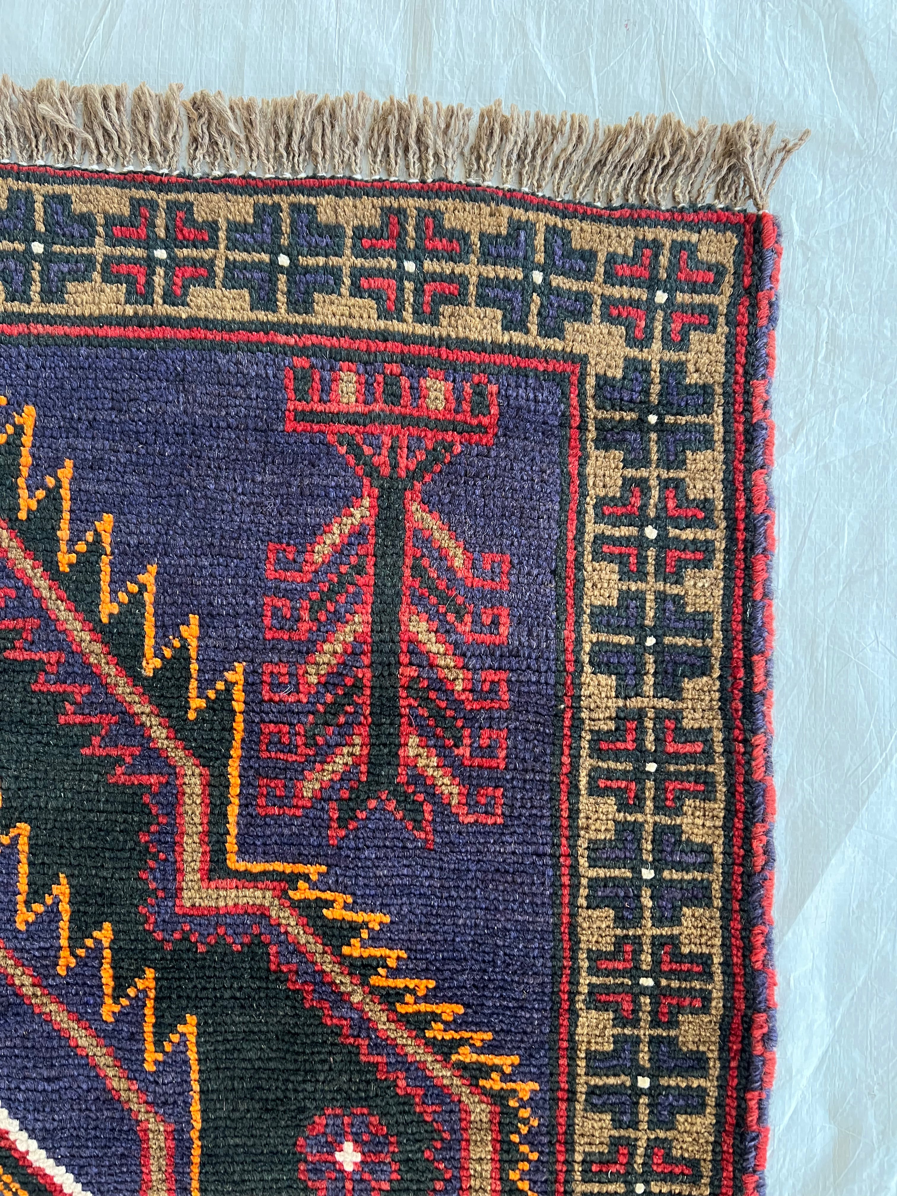 Afghani Rug 3x5 size range tribal Red Blue laid flat