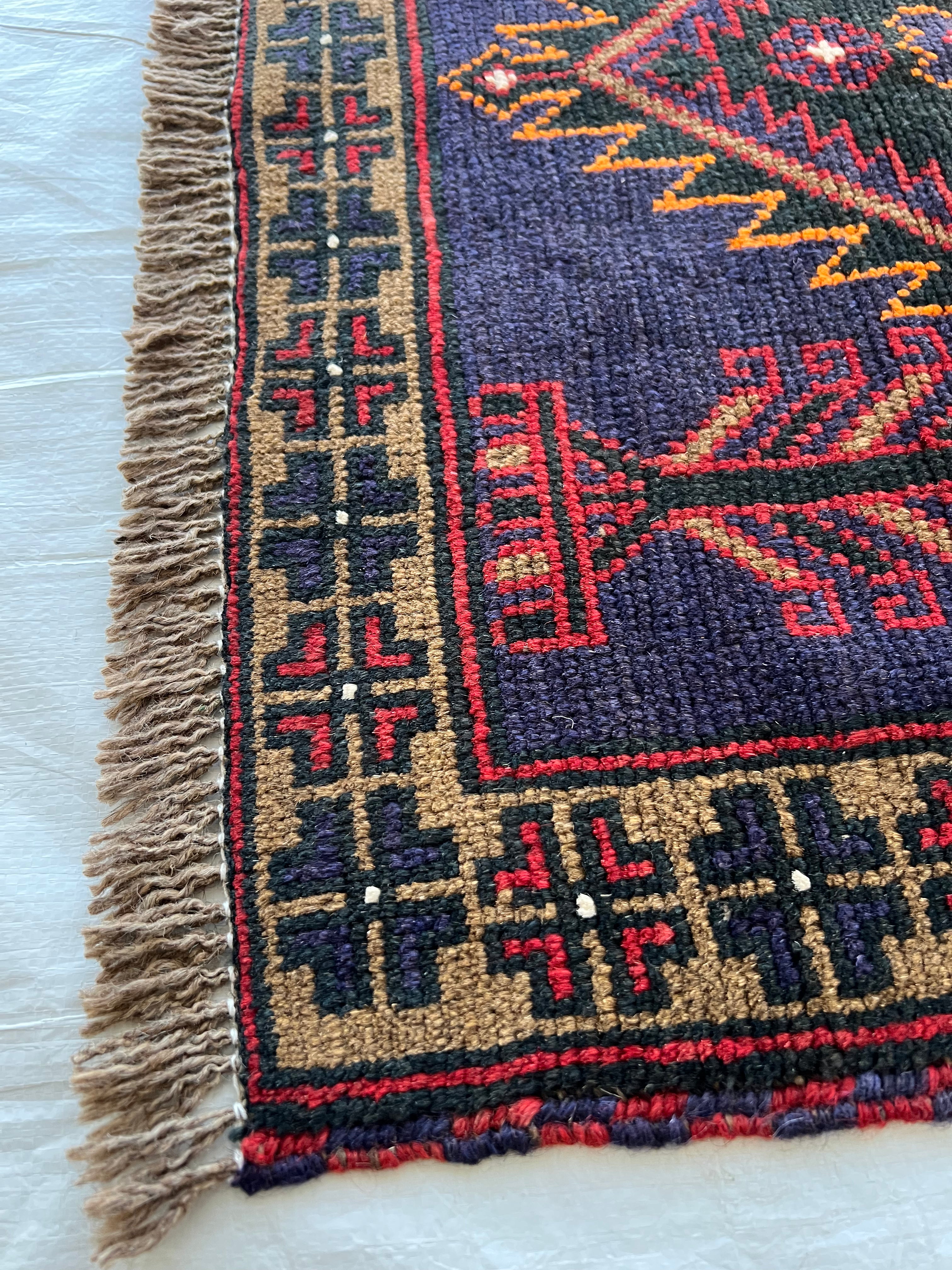 Afghani Rug 3x5 size range tribal Red Blue laid flat