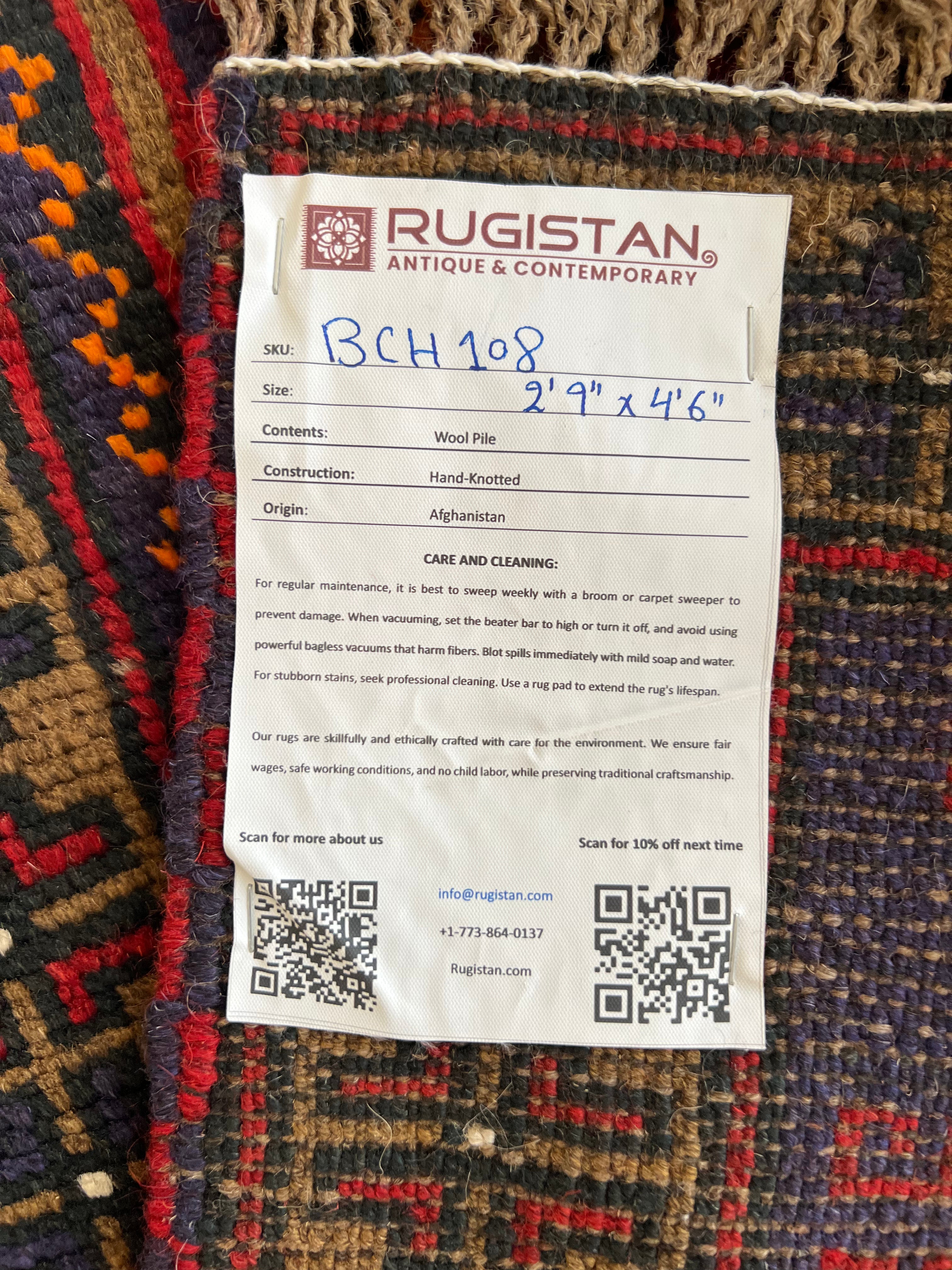 Afghani Rug 3x5 size range tribal Red Blue laid flat