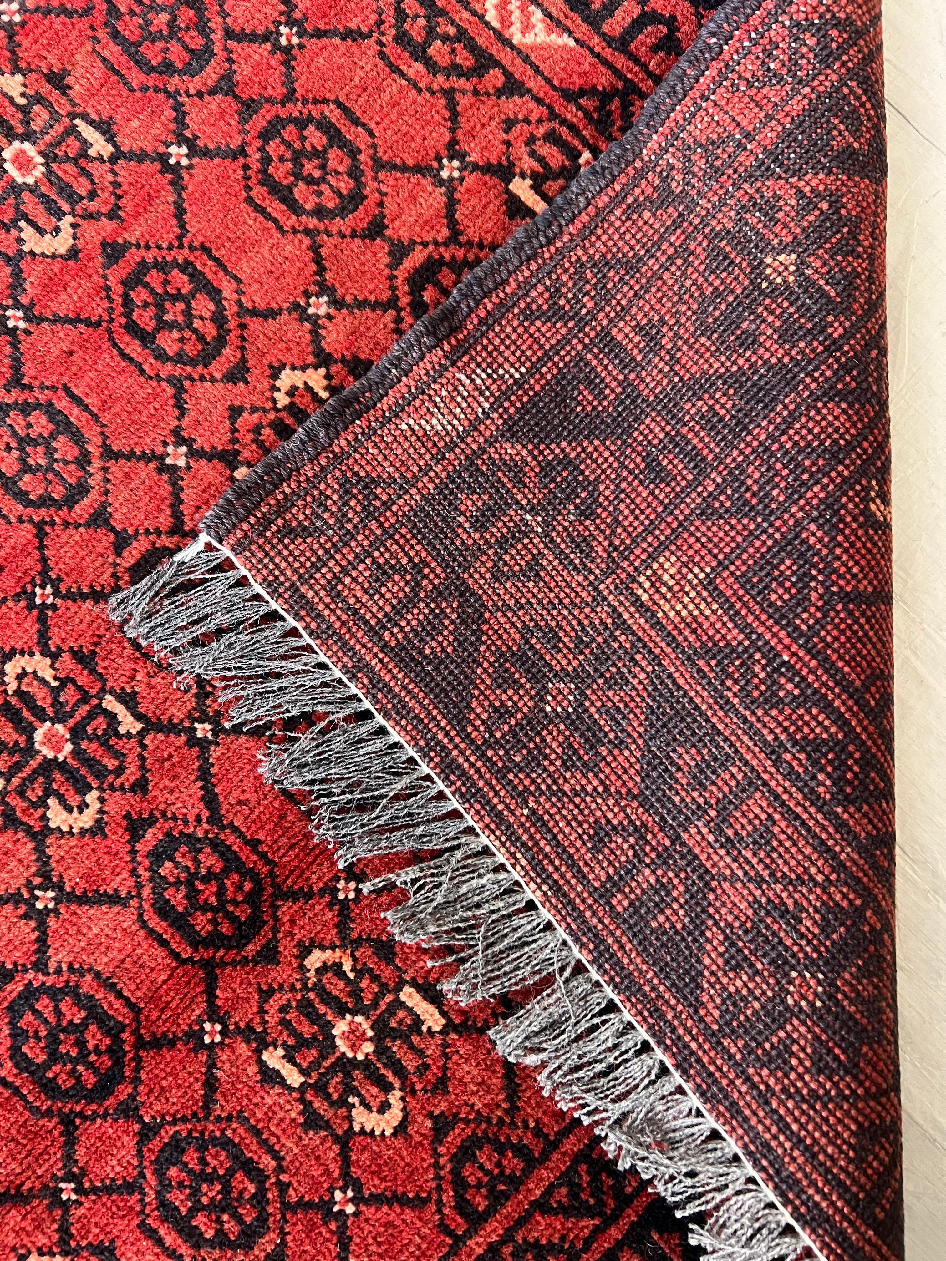 Afghani Runner runner size range tribal Red Blue laid flat