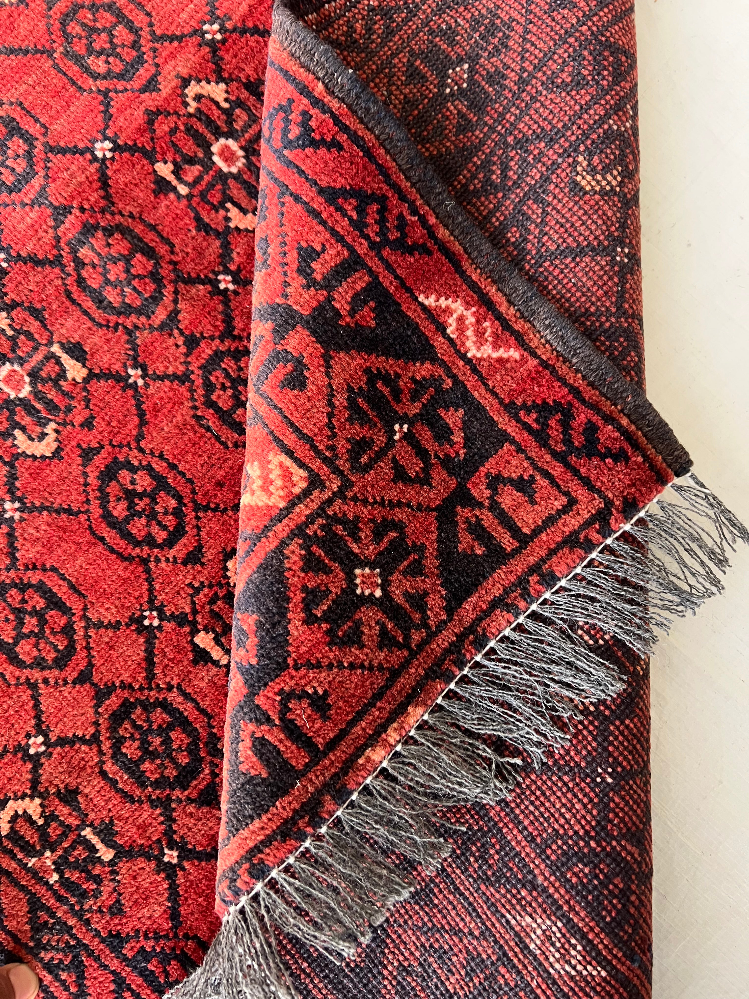 Afghani Runner runner size range tribal Red Blue laid flat