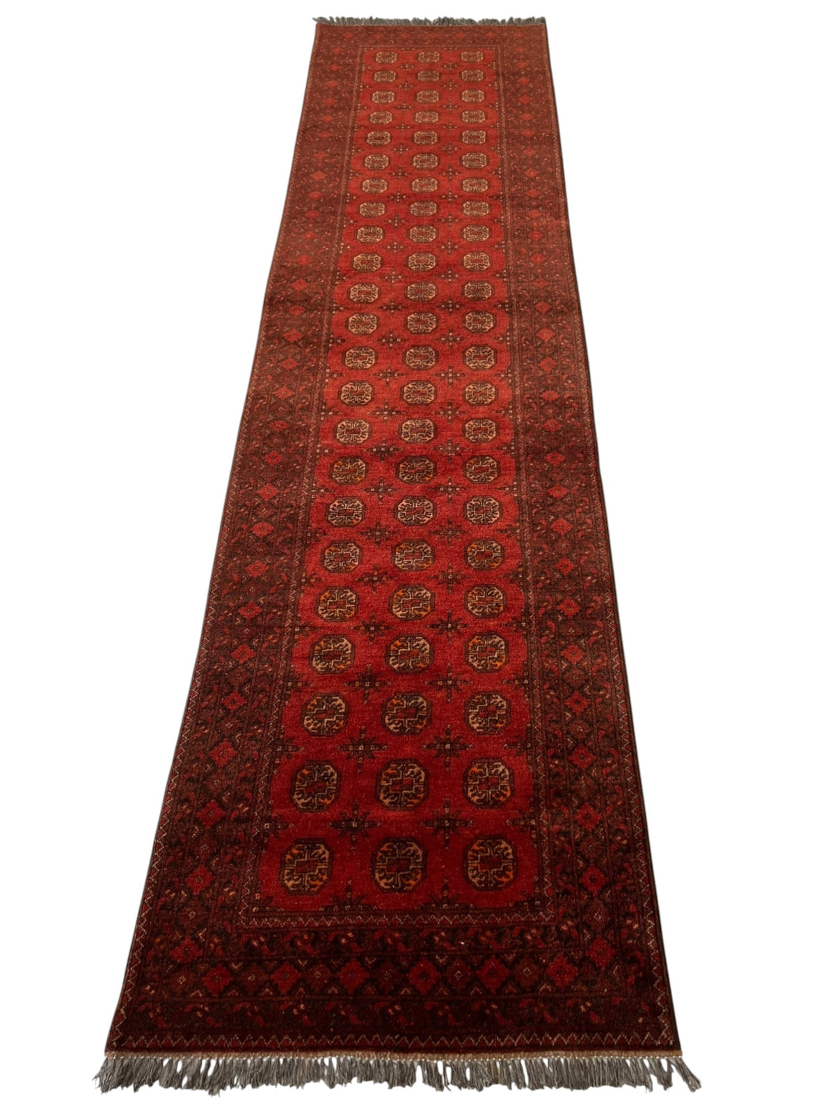 Afghani Runner runner size range tribal Red laid flat