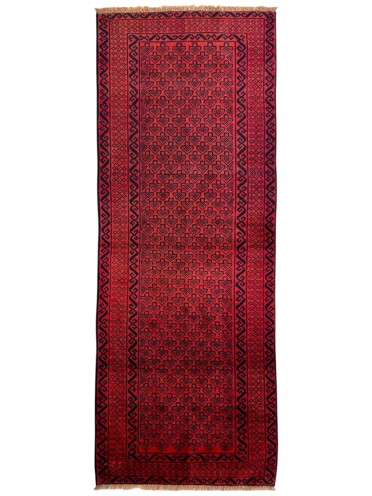 Afghani Runner runner size range tribal Red Blue laid flat