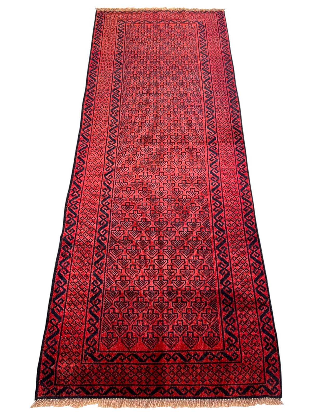 Afghani Runner runner size range tribal Red Blue laid flat