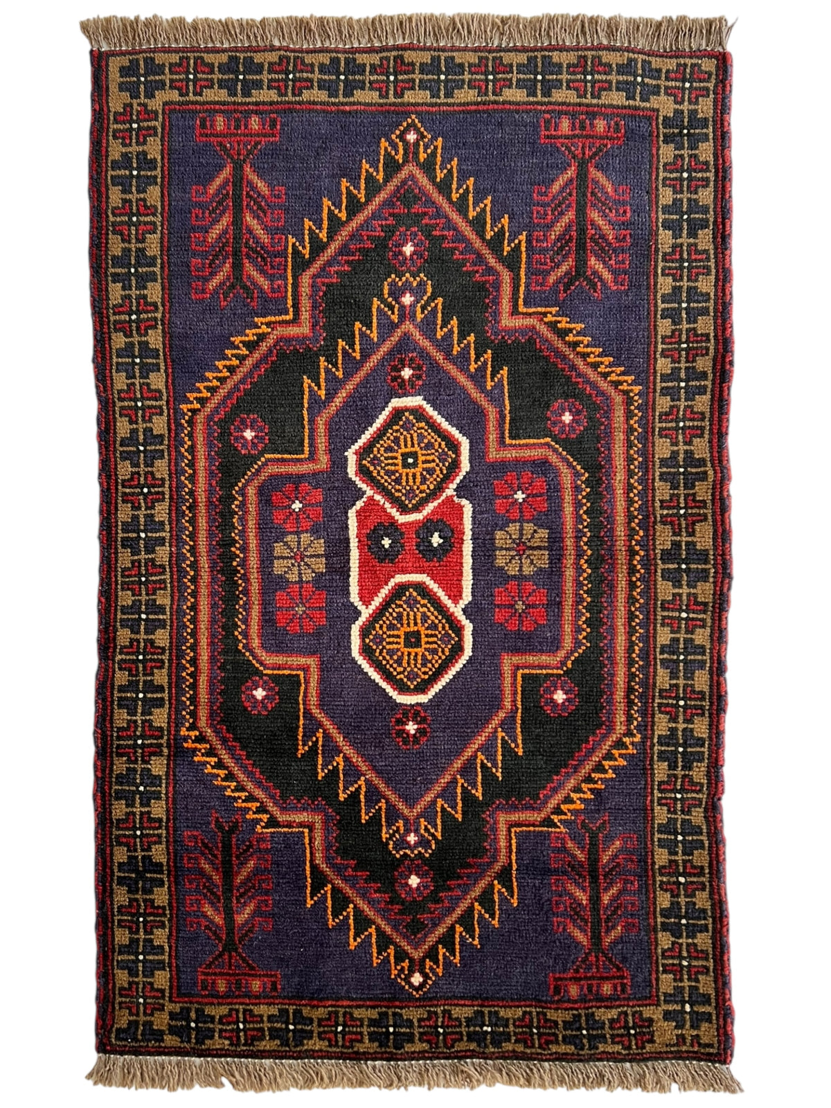 Afghani Rug 3x5 size range tribal Red Blue laid flat