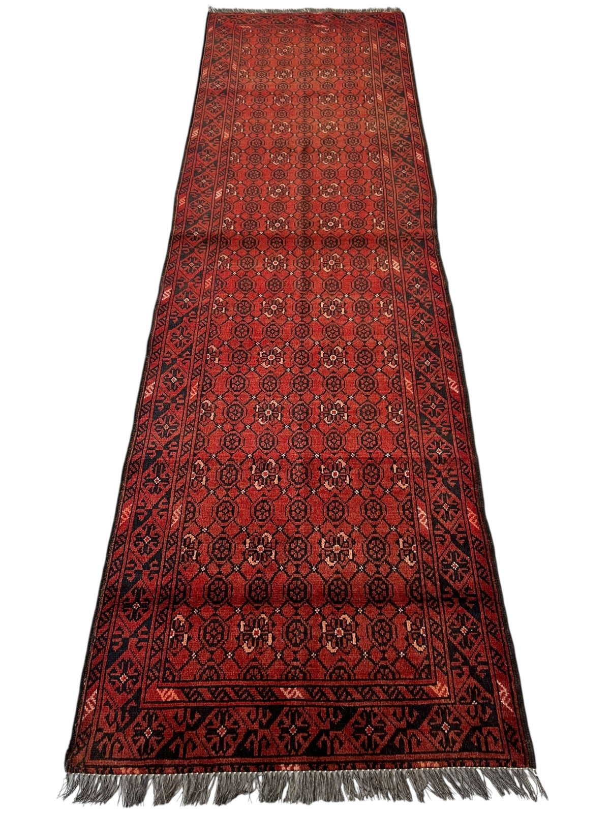 Afghani Runner runner size range tribal Red Blue laid flat