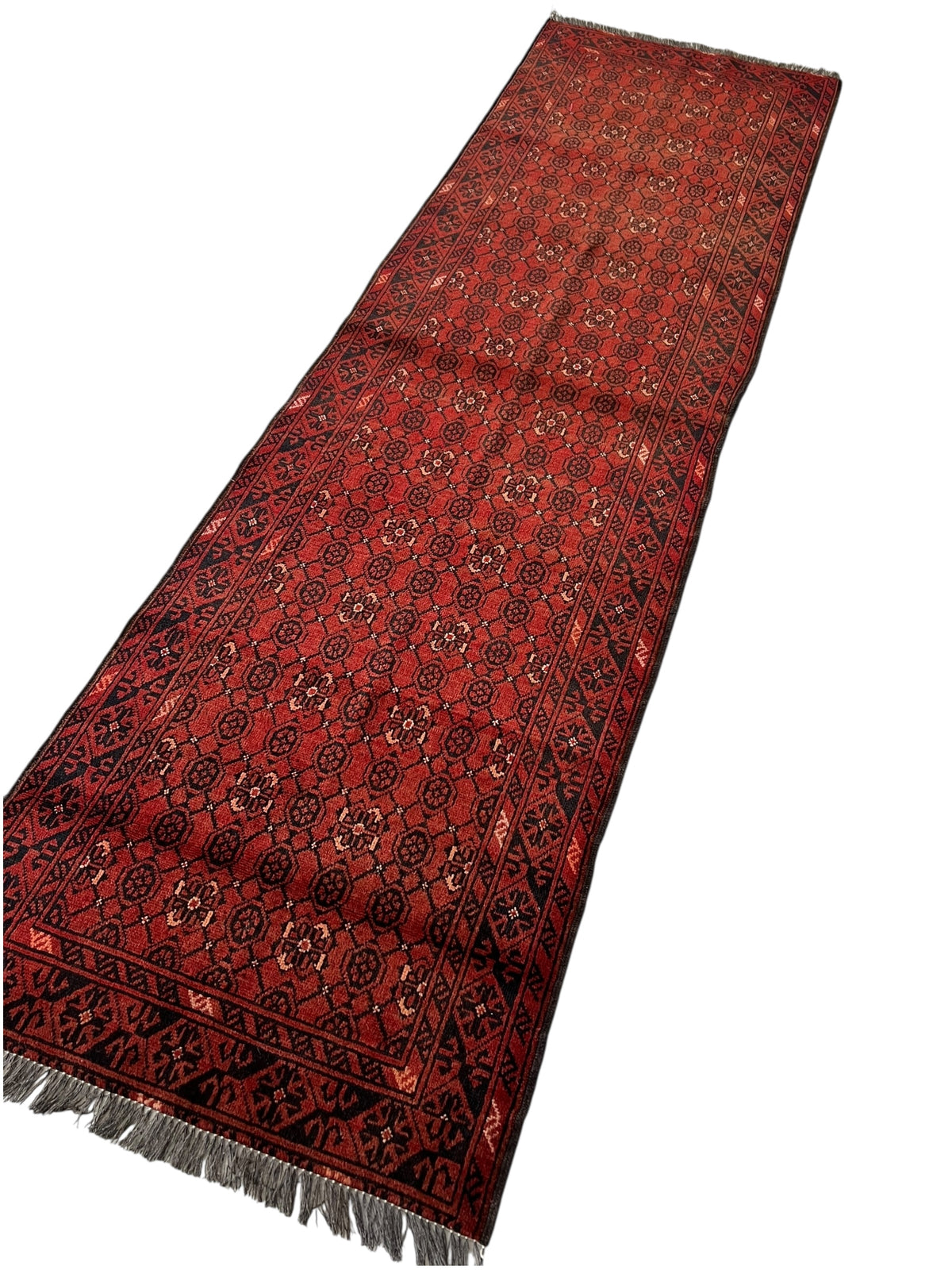Afghani Runner runner size range tribal Red Blue laid flat