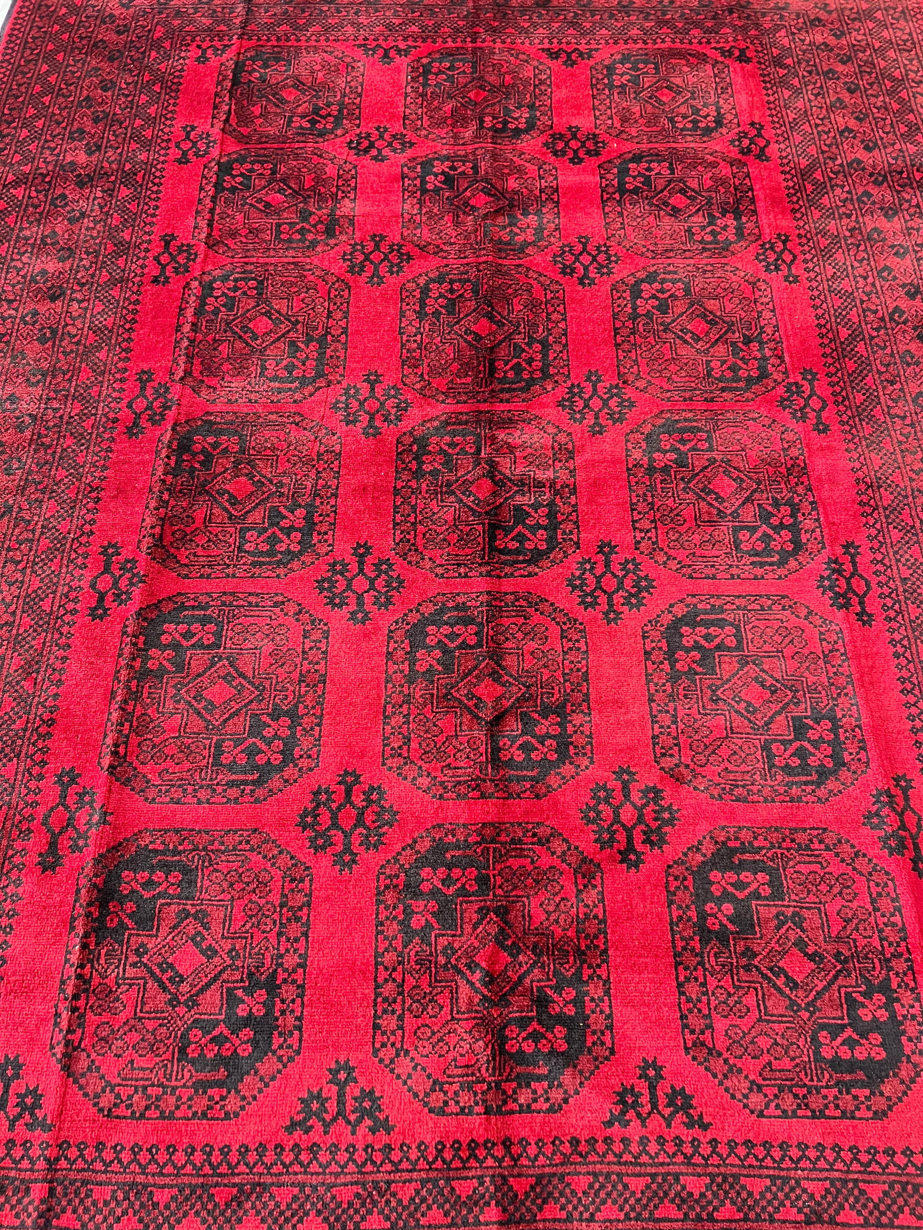 Afghani Rug 7x10 size range tribal Red laid flat