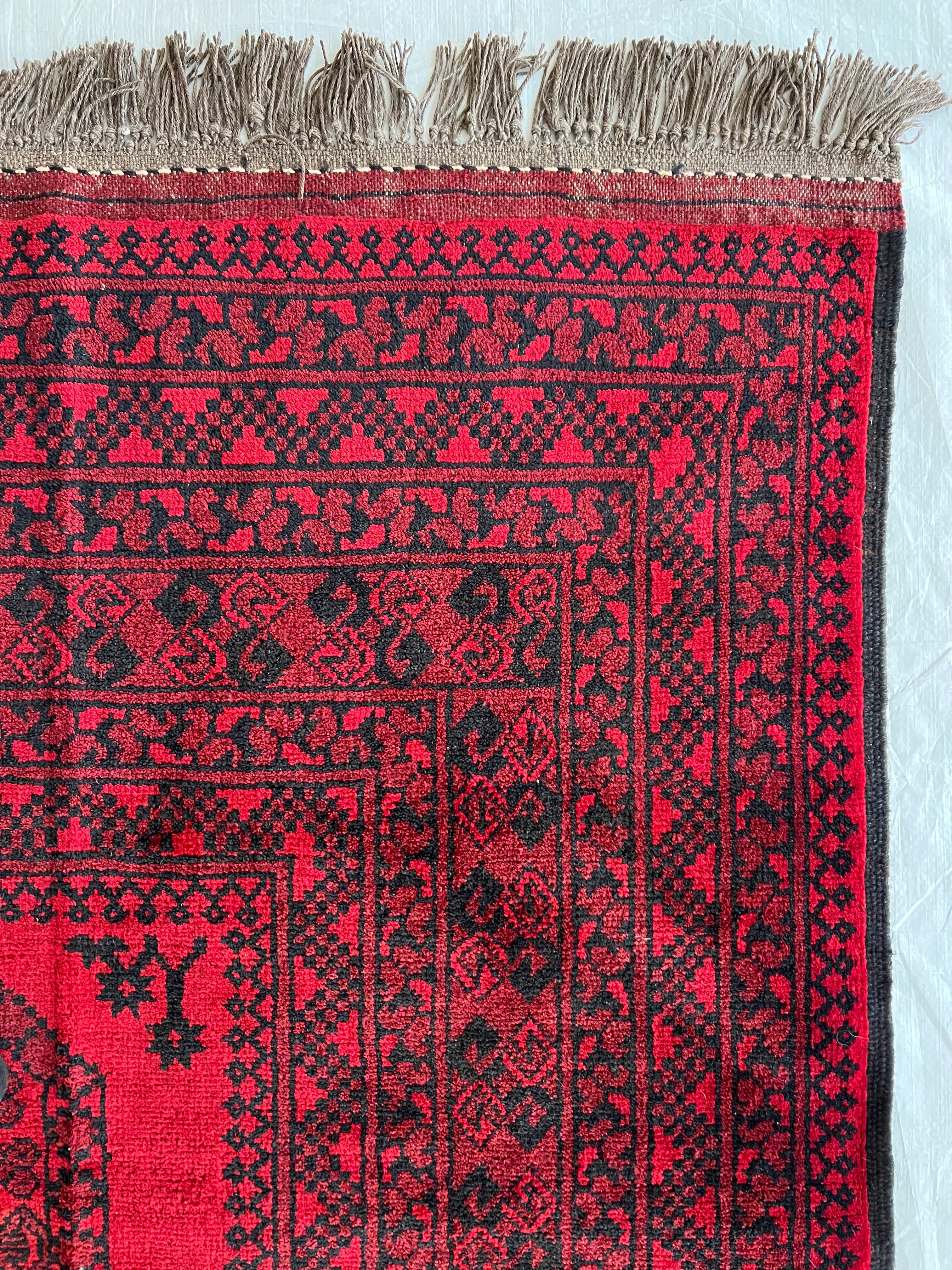 Afghani Rug 7x10 size range tribal Red laid flat