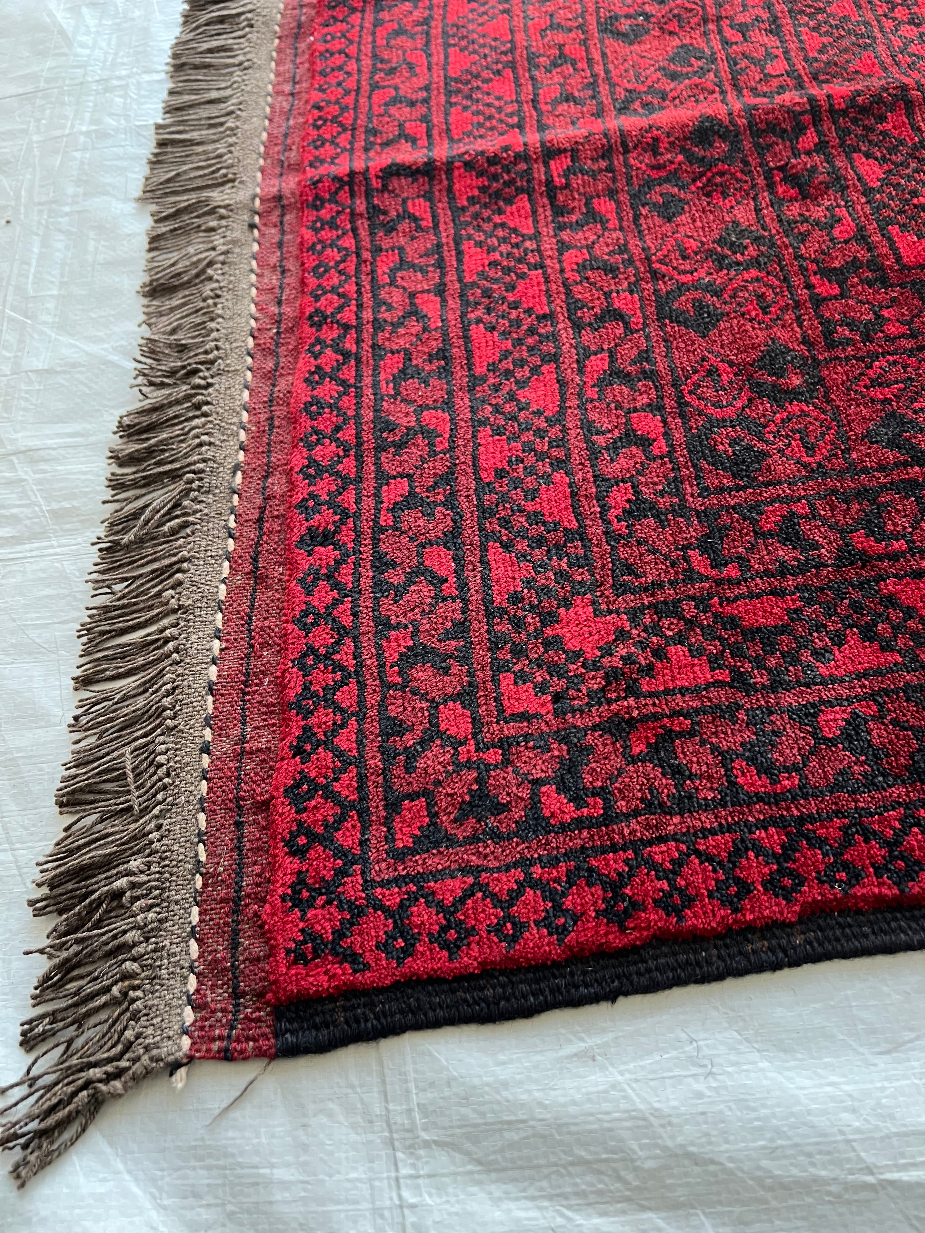 Afghani Rug 7x10 size range tribal Red laid flat