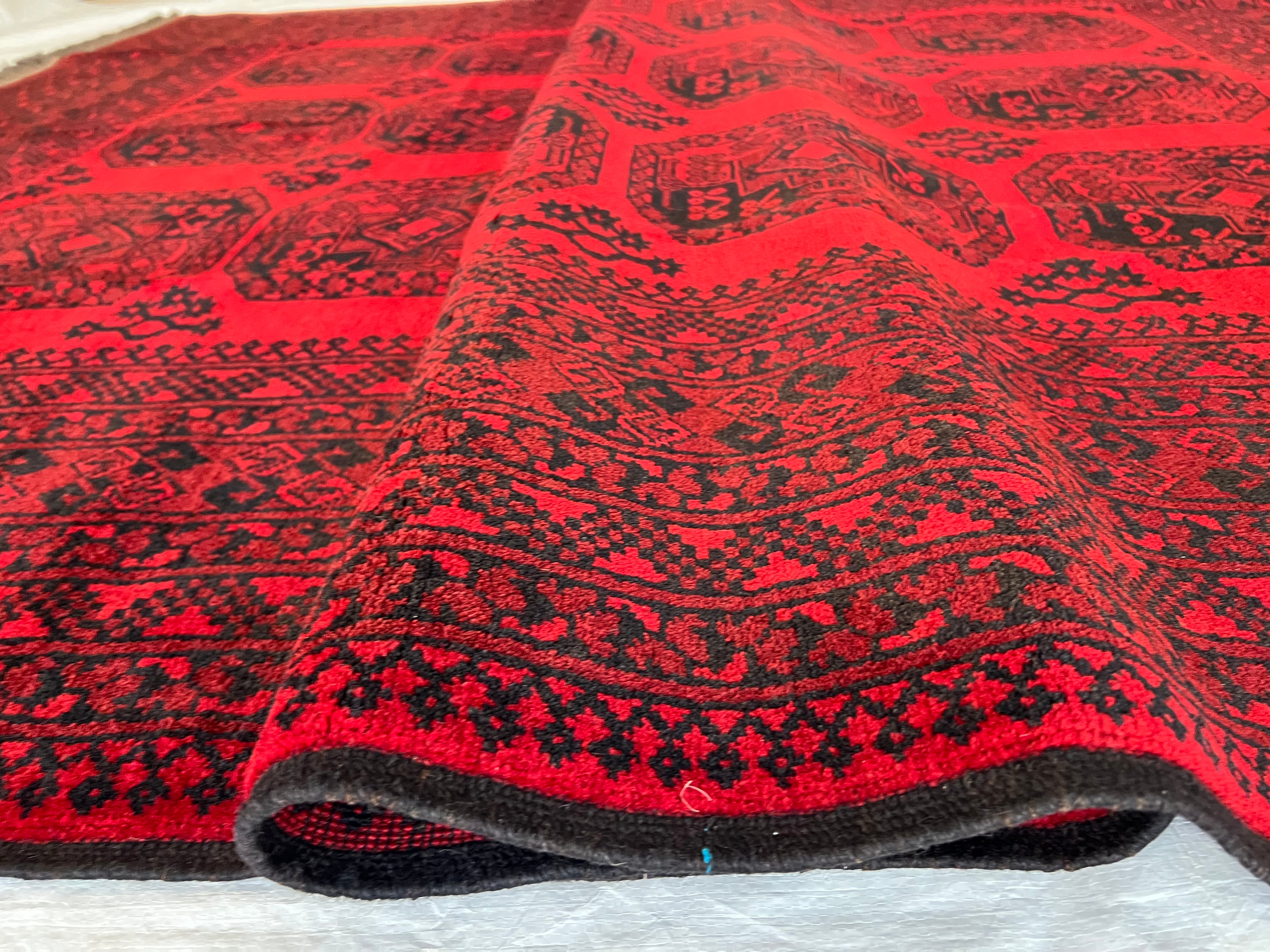Afghani Rug 7x10 size range tribal Red laid flat