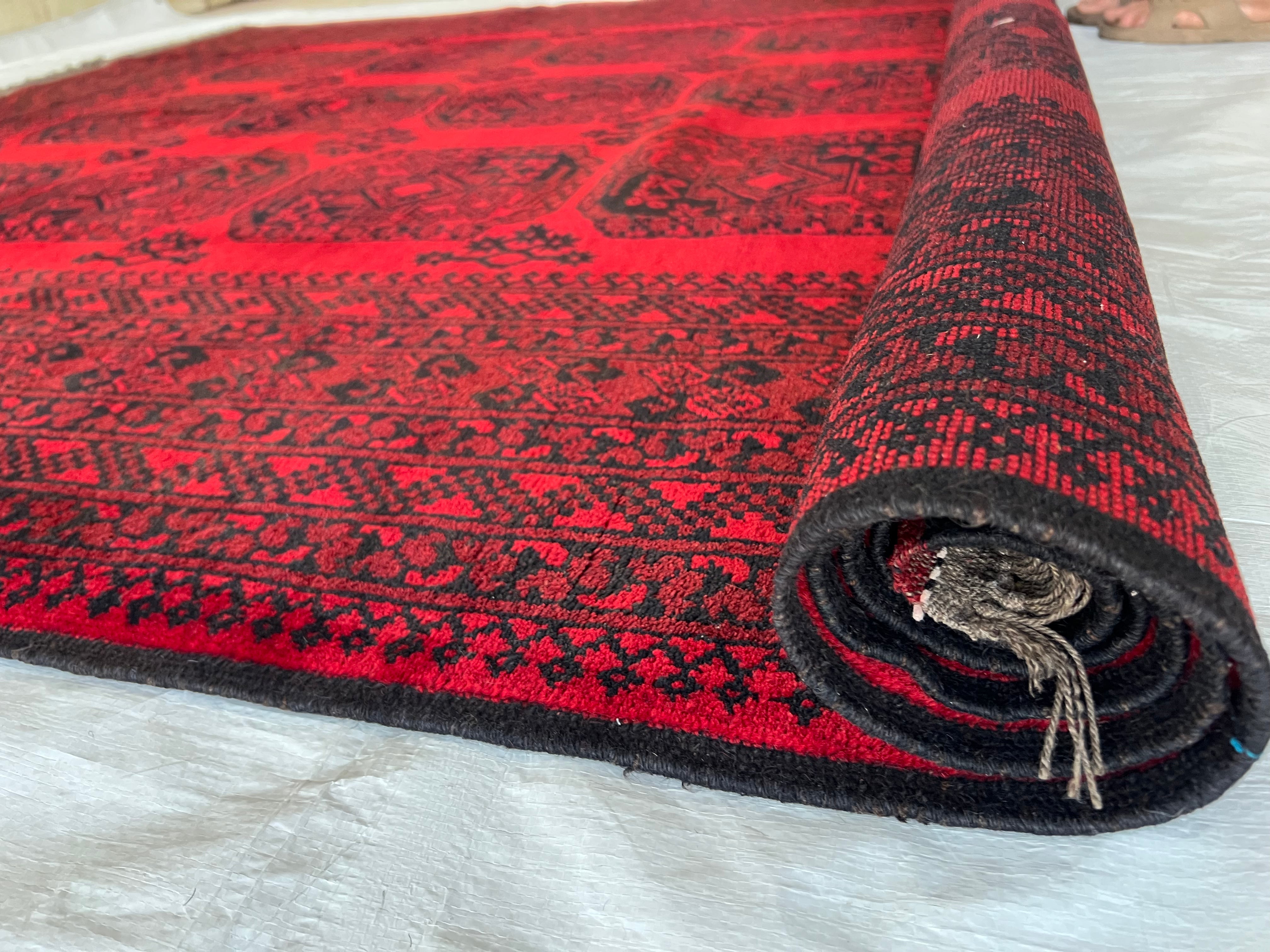 Afghani Rug 7x10 size range tribal Red laid flat